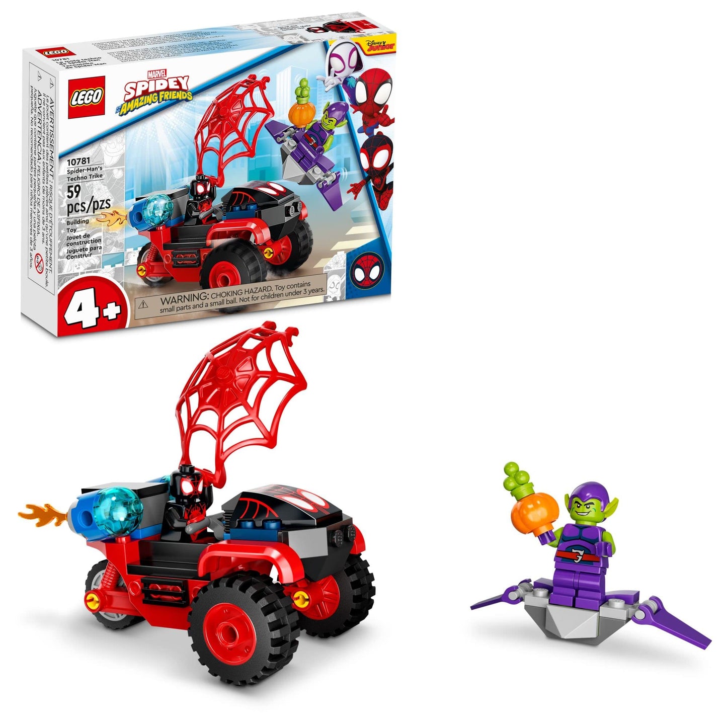 Lego Marvel Spider-Man Miles Morales: 10781 Spider-Man’s Techno Trike Set, Spidey and His Amazing Friends Series, Toy for Preschool Kids Age 4 +