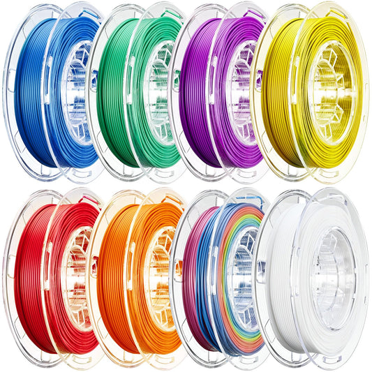 AOSEED 3D Printer Filament Bundle, 1.75mm (± 0.03 mm) PLA Filament Set for Most of 3D Printer,Purple/Green/Blue/Yellow/White/Iridescent/Red/Orange, 200g/0.44lbs x 8 Spools Pack