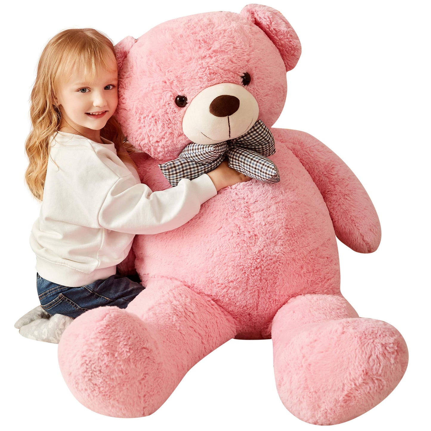 IKASA Giant Teddy Bear Stuffed Animal,Large Soft Toys Cute Plush Toy,Jumbo Big Oversized Fat Bears Animals Huge Life Size,Gifts for Kids Girls Boys Childrens (Pink, 47 inches)