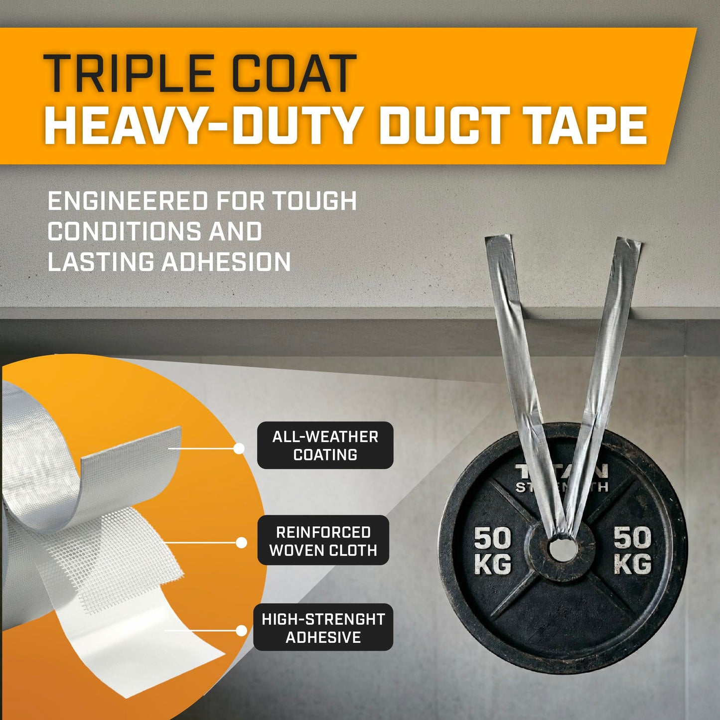 Lockport Duct Tape Heavy Duty Waterproof - 30 Yards x 2 Inch - 12 Roll Pack Silver Duct Tape Bulk Pack - No Residue, Flexible, Strong, All-Weather and Easy Tear - Grey Heavy Duty