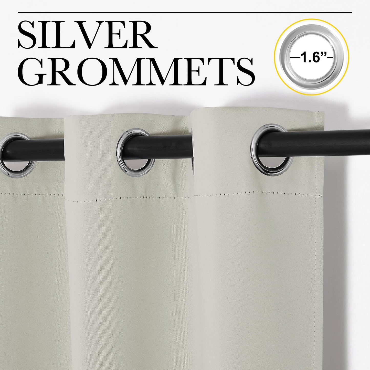 NICETOWN Thermal Insulated Grommet Room Darkening Curtains/Draperies/Panels for Bedroom (Bone White, 2 Panels, W42 x L63 inches)