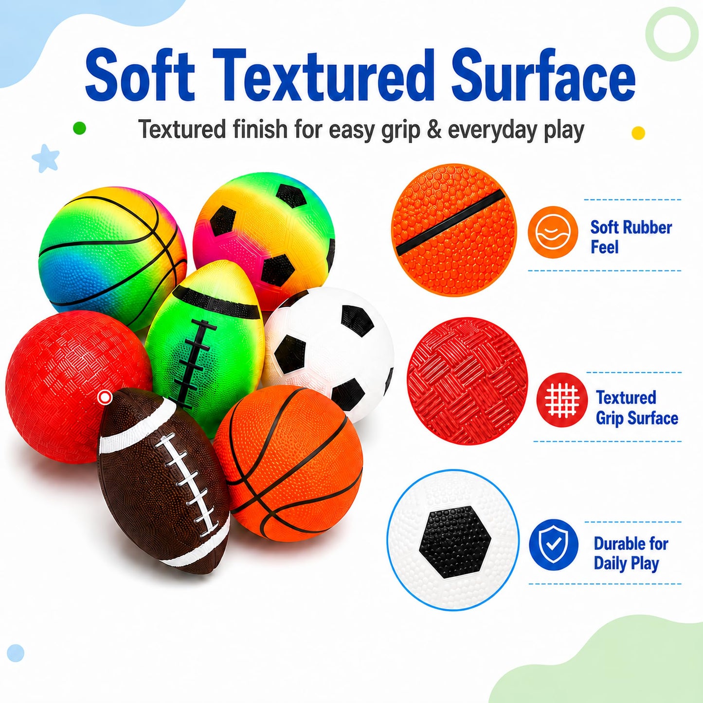 Innotoys Kids Playground Balls, 5 Inches Sports Ball Rubber Dodge Ball Kick Ball for Toddlers 1-3, Indoor Outdoor Balls Game Gifts for Boys Girls 2 3 4 5 6 Years Old (7 Pcs Balls)