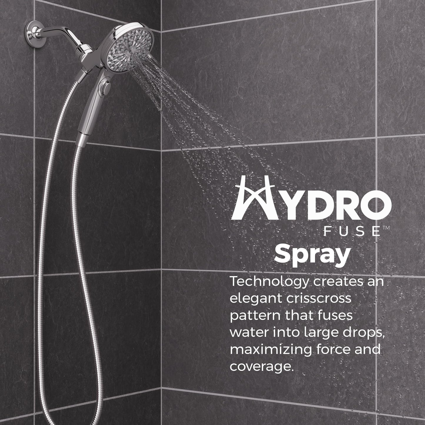Pfister HydroFuse Handheld Shower Head with Magnetic Docking 6-Function High Pressure 2.5 GPM Polished Chrome Finish Hose Included for Bathroom Shower 016HFM01CC