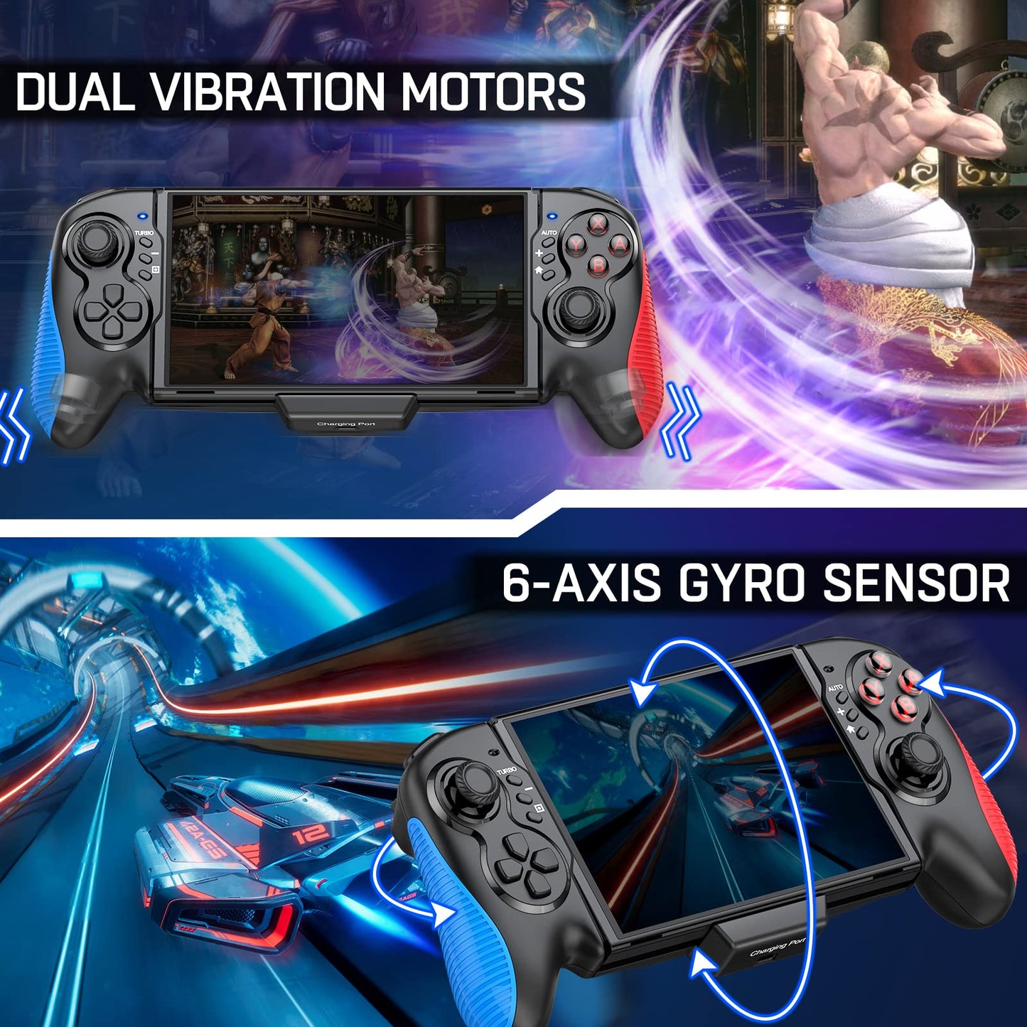 Gammeefy Switch Controller for Switch/OLED, Hall Effect One-Piece Joypad Controller Replacement for Switch Pro Controller, Switch Controllers Remote with Adjustable Turbo and Dual Motor Vibration