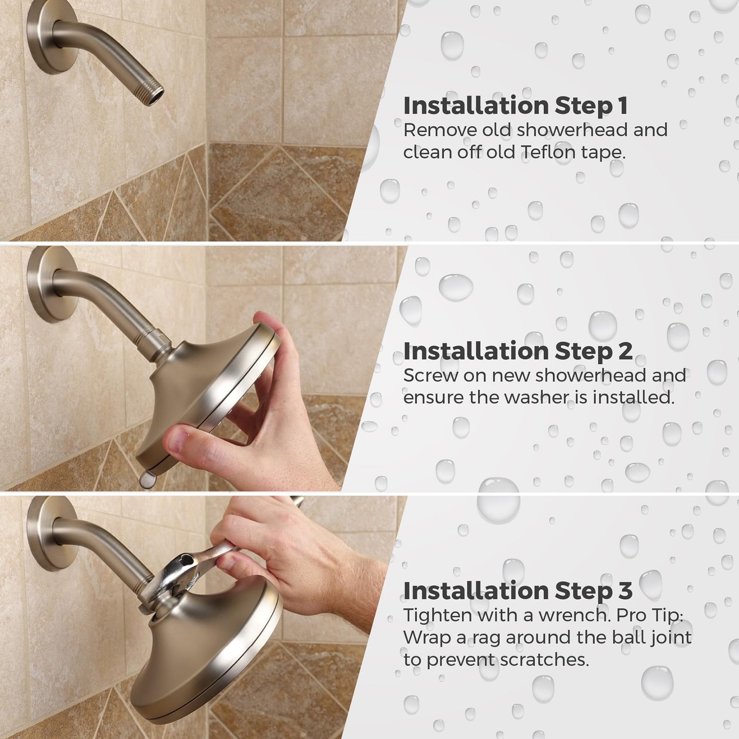 Pfister HydroFuse Shower Head, Shower Arm Not Included, 6-Function, 2.5 GPM, Spot Defense Brushed Nickel Finish, 015HF01GS