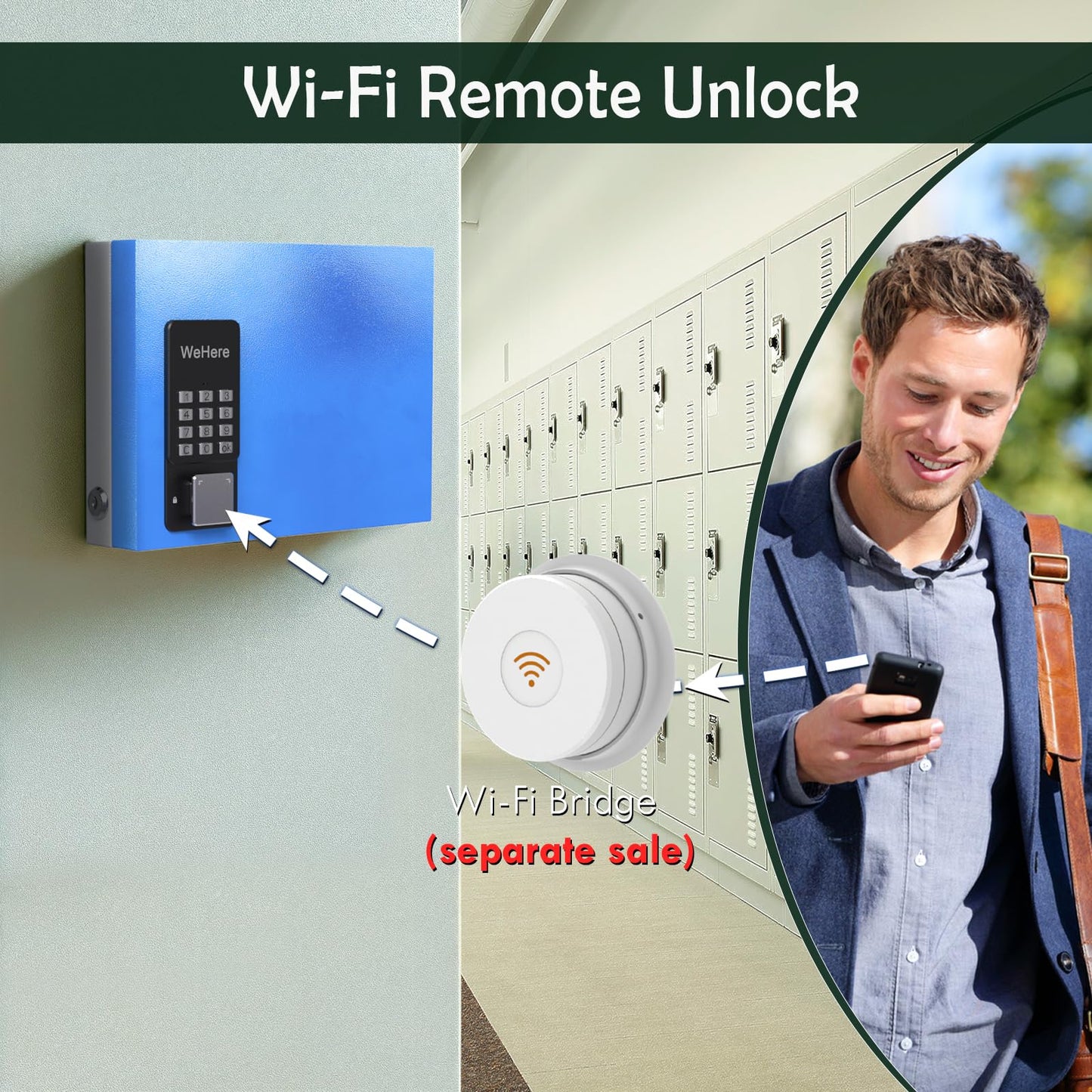 WeHere 16 Key Lock Box Wall Mount, APP Bluetooth/One Time Password Share/Wi-Fi Remote/Fixed Code/Key Unlock, Smart Key Cabinet, Key Organizer Box for Apartment, Hotel, Office, House Key Manage