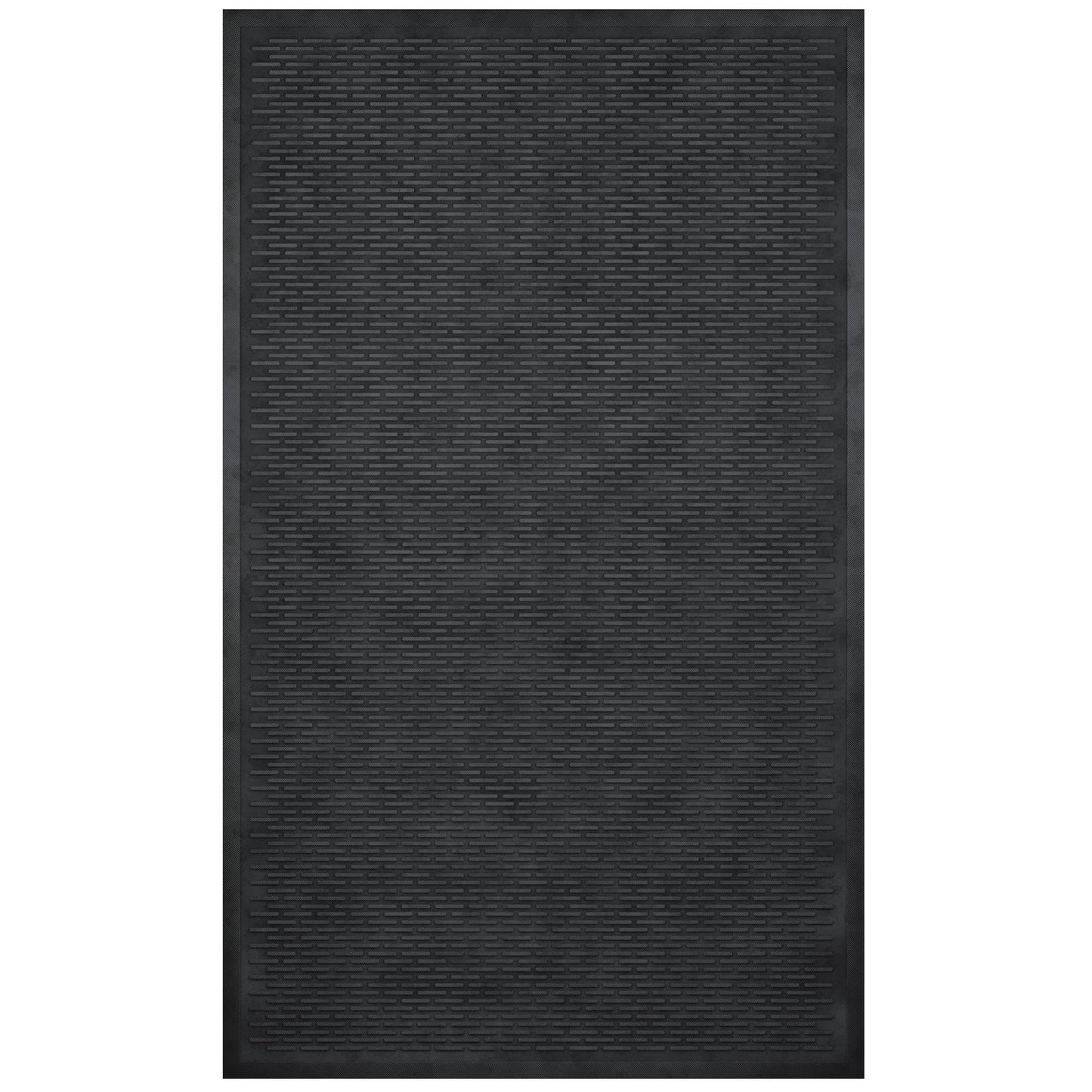 Ottomanson Waterproof Rubber Outdoor Doormat – Heavy-Duty Non-Slip Rubber Floor Mat with Ridge Scraper Pattern, All-Weather Front Door Entry Mat for Mud & Dirt Control – 35" x 60", Black