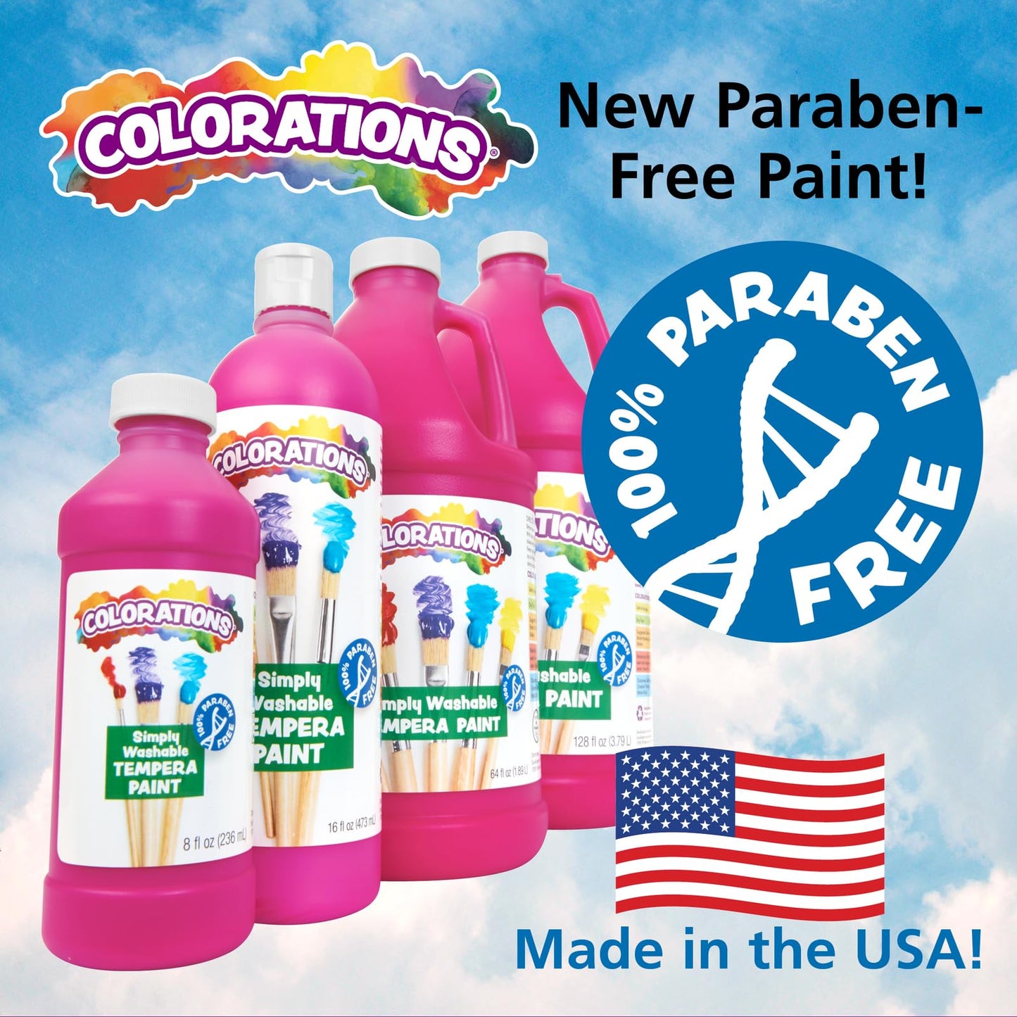 Colorations - SWT16 Simply Washable Tempera Paints, 16 fl oz, Set of 11 Colors, Non Toxic, Vibrant, Bold, Kids Paint, Craft, Hobby, Arts & Crafts, Fun, Art Supplies