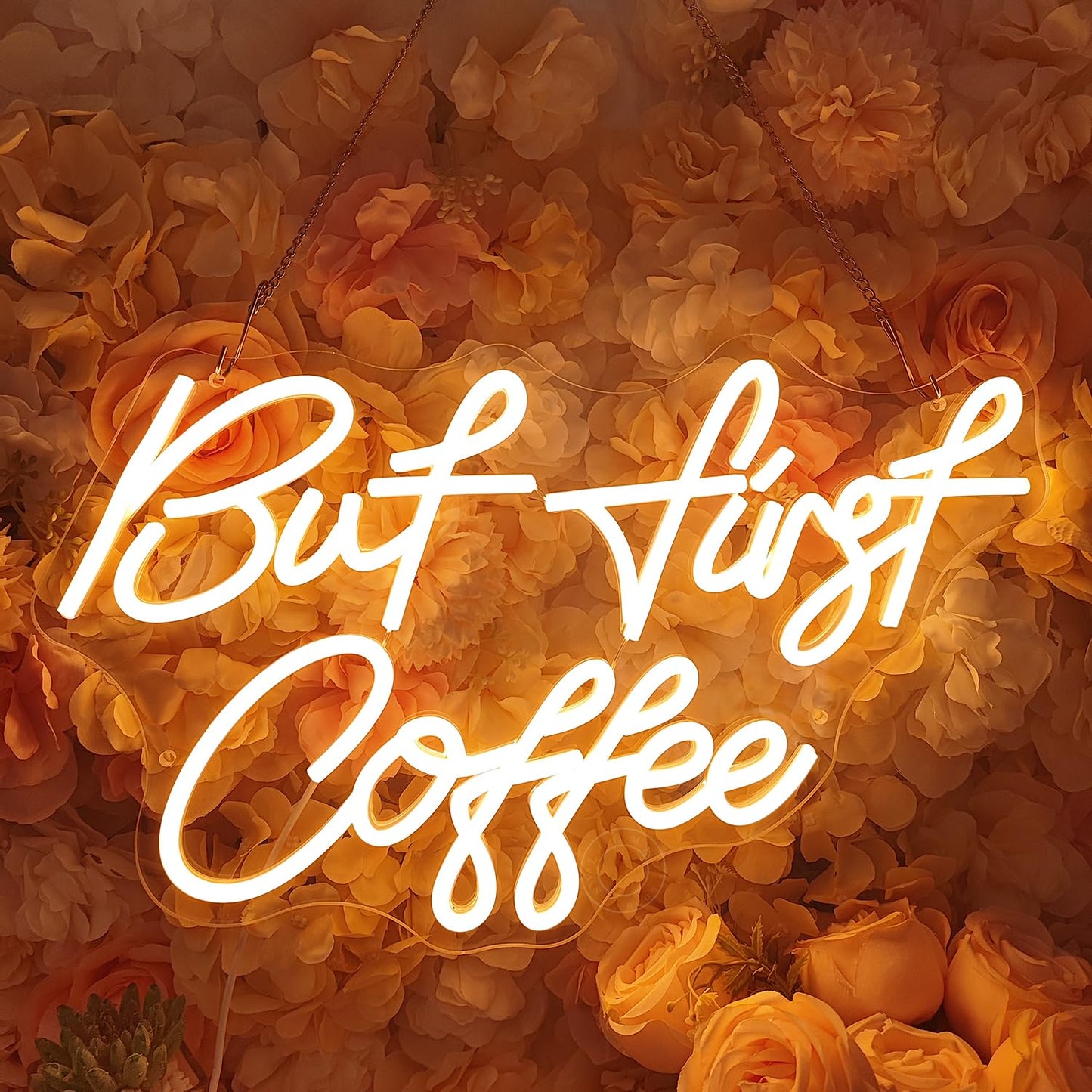 SYLHOME But First Coffee Led Neon Light Signs 5V Home Bedroom Kitchen Office Wall Decor Sign for Coffee Cafe Bar Party Living Room Sign Gifts Warm White USB 17" X 10.2"