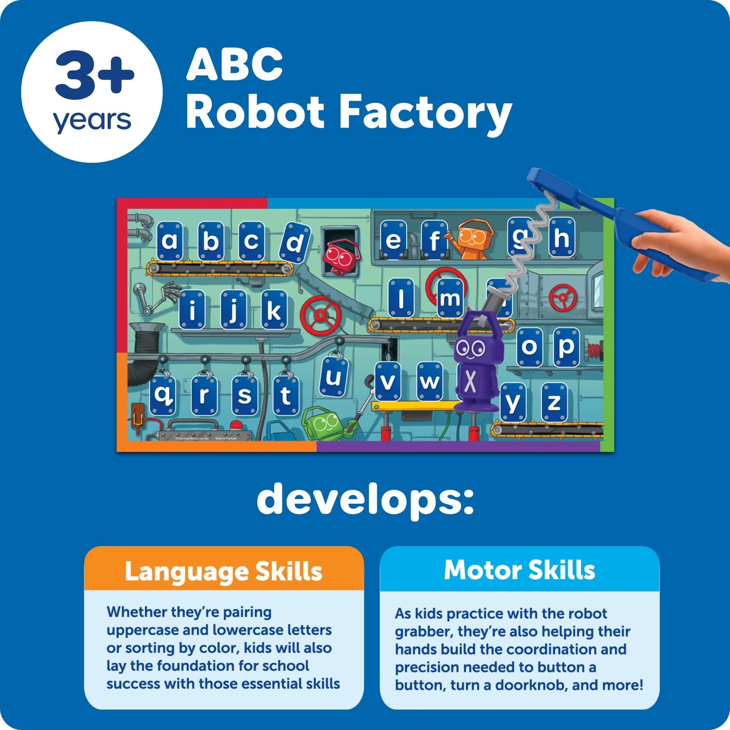 Learning Resources ABC Robot Factory - Alphabet Learning Toys for Toddlers, Letter Recognition for Preschoolers, Fine Motor Matching Letter Game, Educational Kids Preschool and Homeschool Board Games