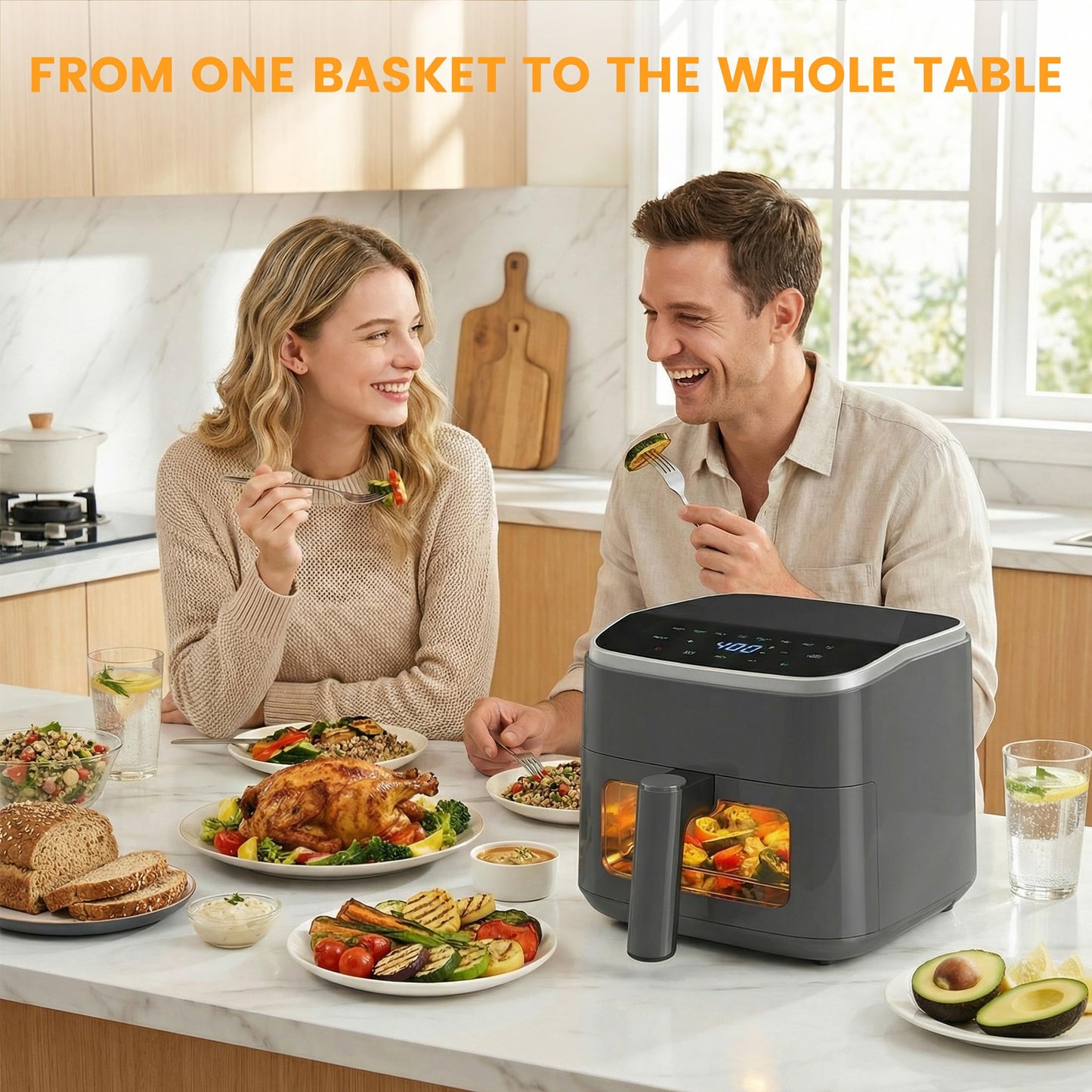Sweetcrispy Air Fryer 4 Quart with Window, 1500W Digital Airfryer with 8 Presets, 60-Min Timer, Max 400°F, Auto Shut Off & Nonstick Dishwasher Safe Basket, Shake Reminder for Small Kitchen