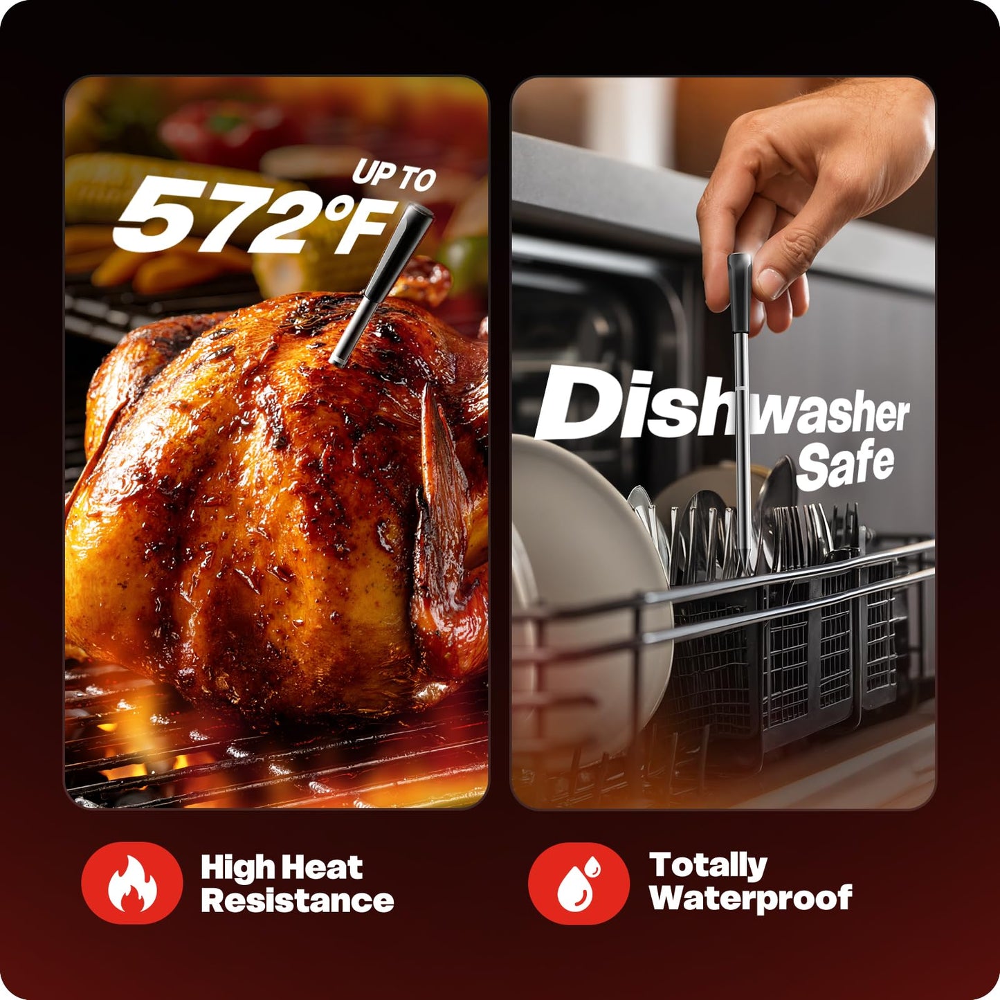 AYMDKI 2026 Upgraded Smart Wireless Meat Thermometer 6 Sensors Accuracy Digital Food Thermometer 0.5S Instant Read, IP67 Waterproof for BBQ, Grill, Smoker, Oven, Air Fryer
