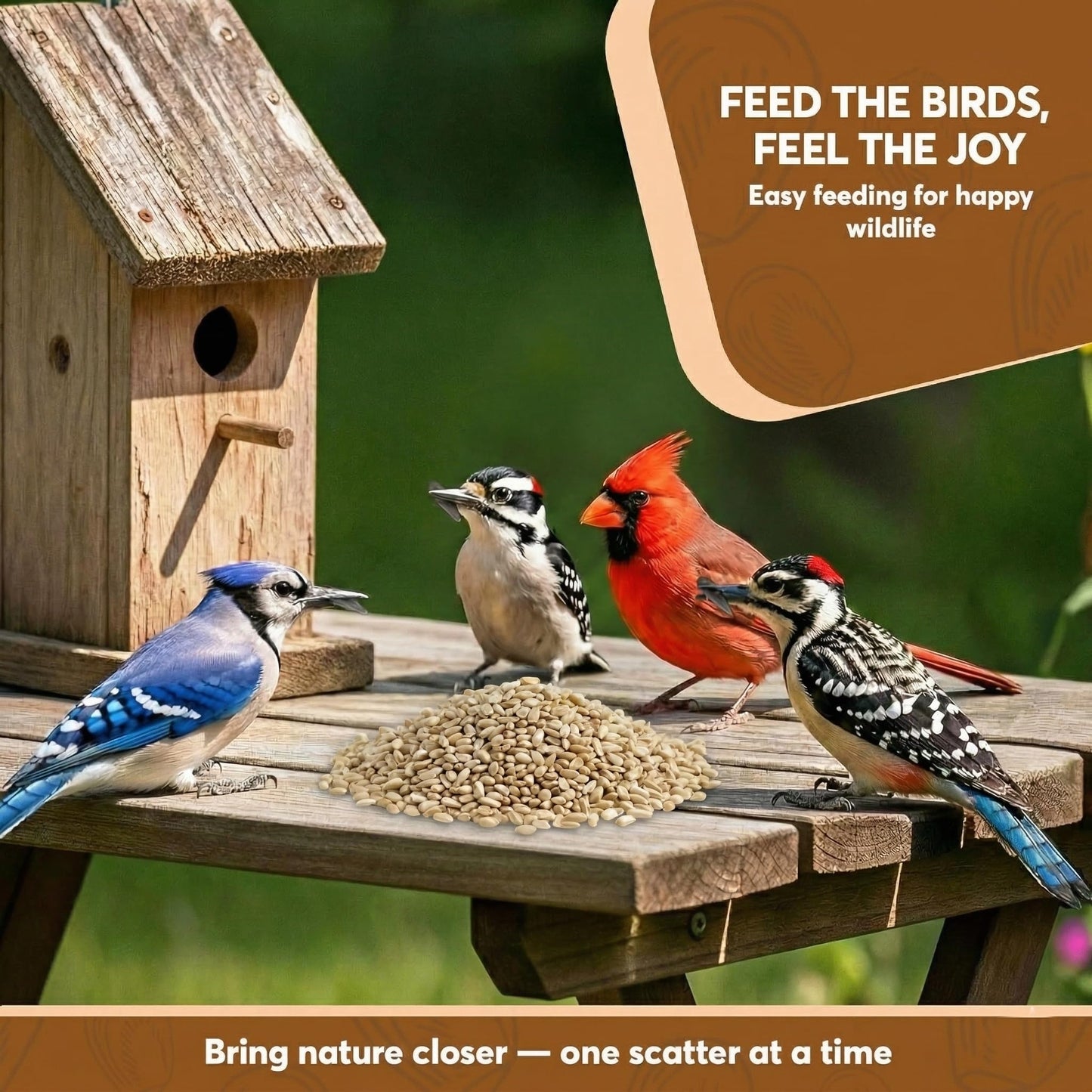 Trailmark Naturals 15 LB Medium Sunflower Chips, Shelled Seeds for Birds – Premium Wildlife & Bird Food – Grown in USA - Non-GMO - Medium Chip Sunflower Seeds for Wild Birds and Backyard Feeders