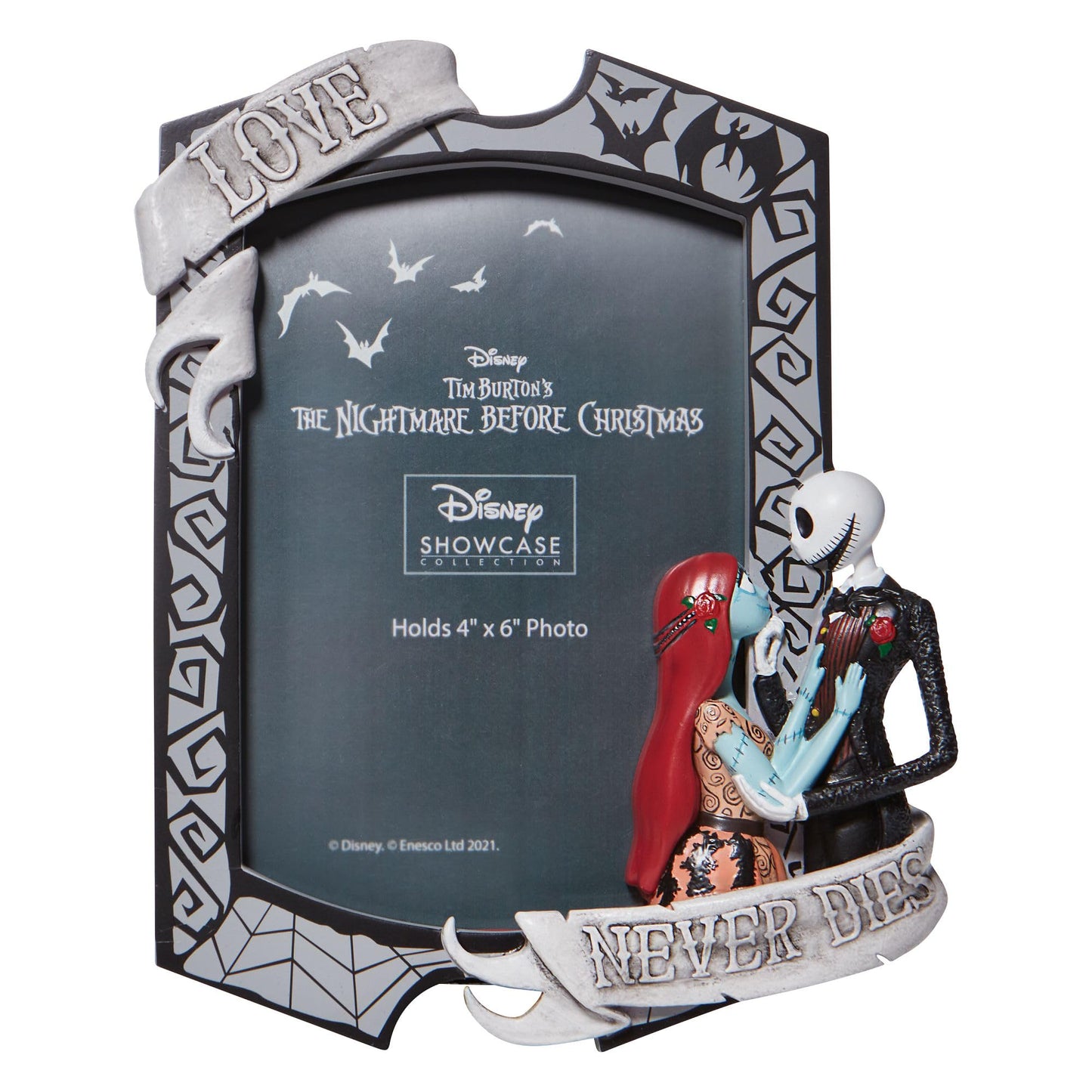 Enesco Disney Showcase Couture de Force The Nightmare Before Christmas Jack and Sally Love Never Dies Picture Photo Frame, 7.875 Inch, Silver