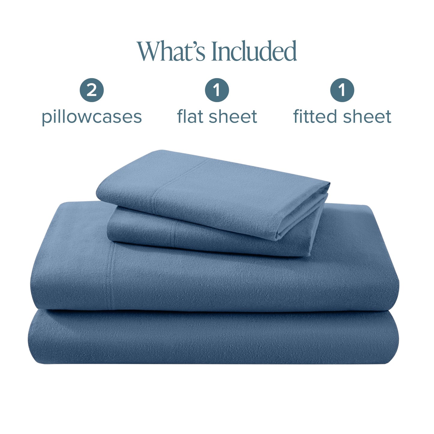 Bare Home Flannel Sheet Set 100% Cotton, Velvety Soft Heavyweight - Double Brushed Flannel - Deep Pocket (Full, Coronet Blue)