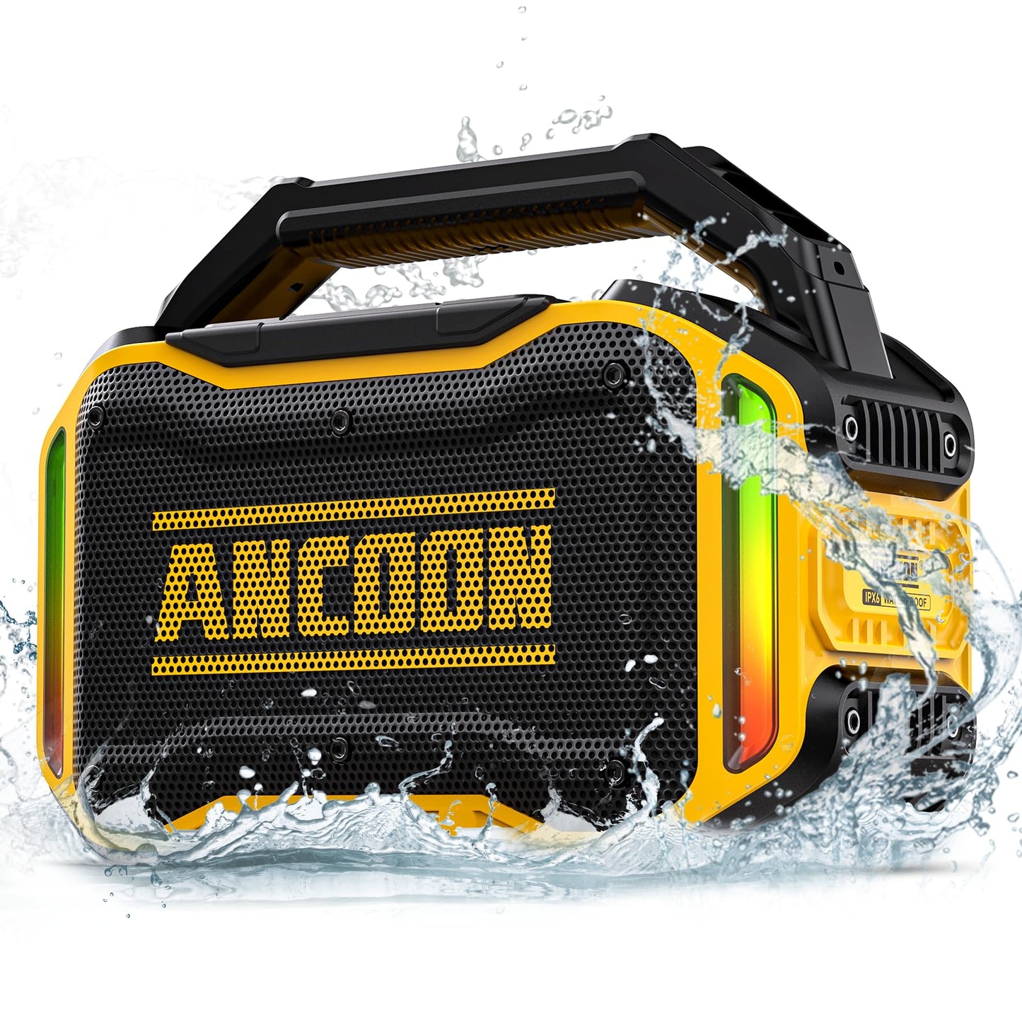 ANCOON Speakers Bluetooth Wireless: 80W(Peak) Loud Speaker with Bass, 20H Playtime, IPX6 Waterproof, Large Jobsite Speakers for Work, Outdoor, Workshop, Garage, Portable Speaker with Subwoofer&TWS