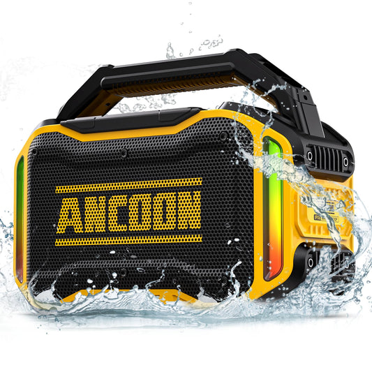 ANCOON Speakers Bluetooth Wireless: 80W(Peak) Loud Speaker with Bass, 20H Playtime, IPX6 Waterproof, Large Jobsite Speakers for Work, Outdoor, Workshop, Garage, Portable Speaker with Subwoofer&TWS