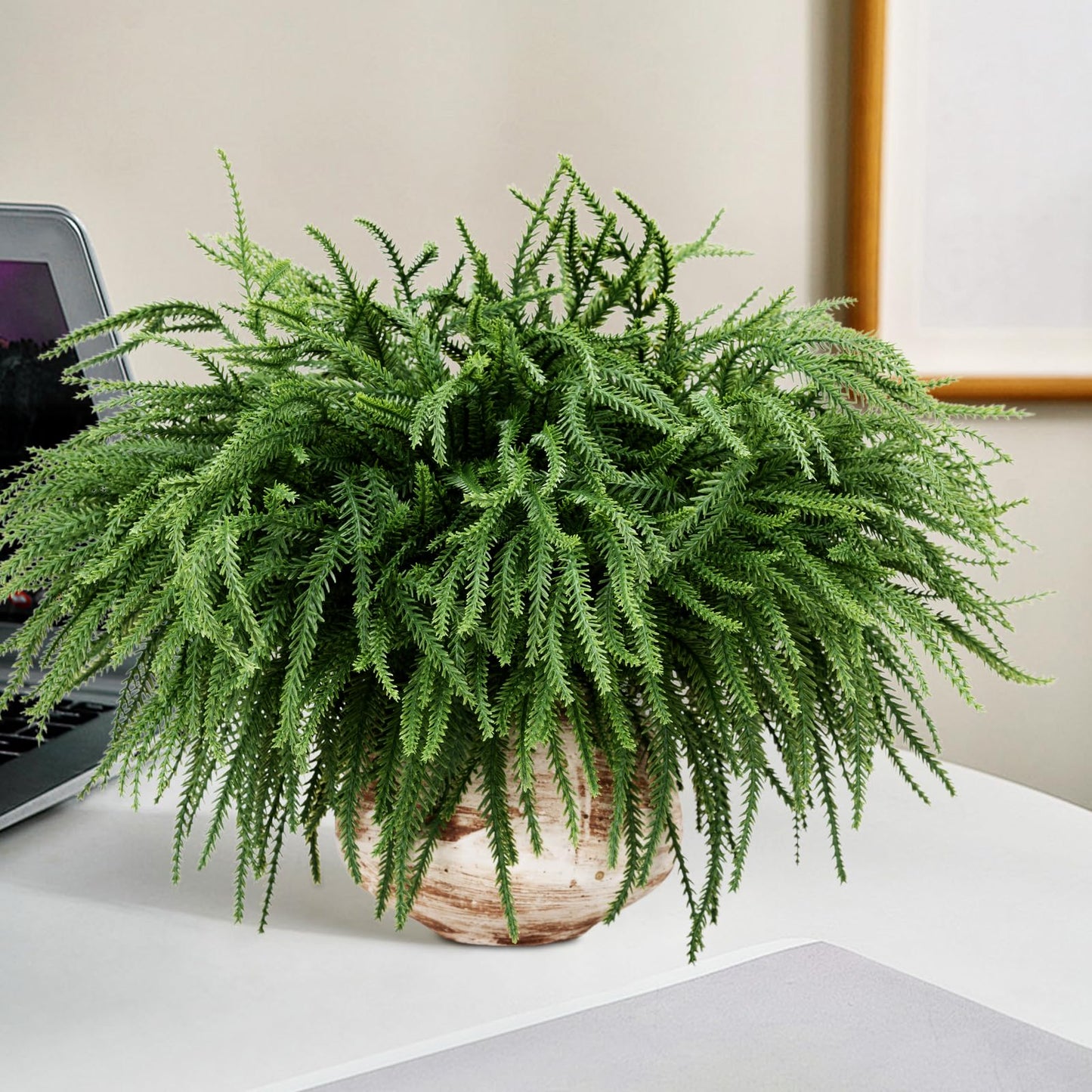 100 Pcs Christmas Norfolk Pine Branches, Christmas Greenery Stems, Artificial Pine Branches DIY Crafts Faux for Xmas Wreath Garland Indoor Outdoor Home Kitchen Garden Holiday Accessories Decor