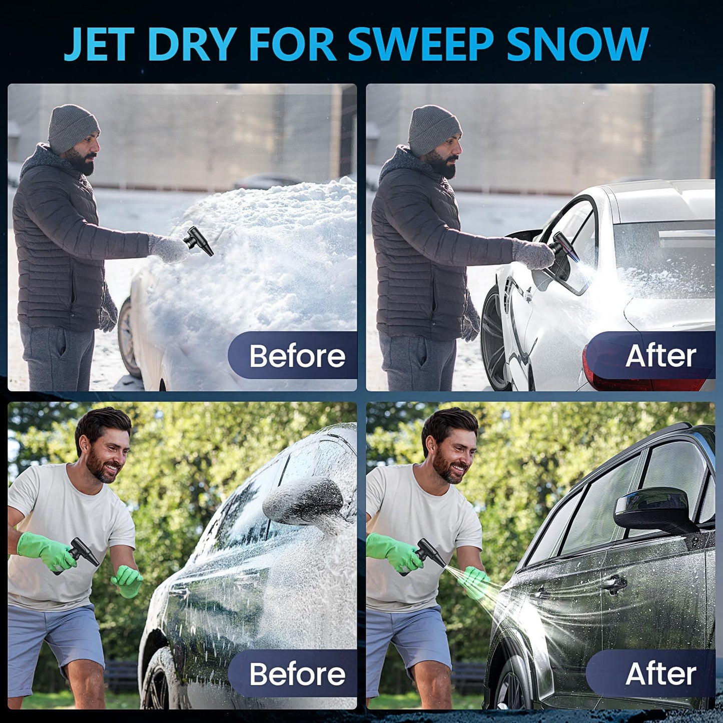 Mershgaya Electric Compressed Air Duster - 30,0000 RPM Rechargeable Cordless Turbo Blower, Portable Air Blower Gun for Cars, PC, Keyboard, Home & Outdoor Dust Cleaning (Replaces Compressed Air Cans)