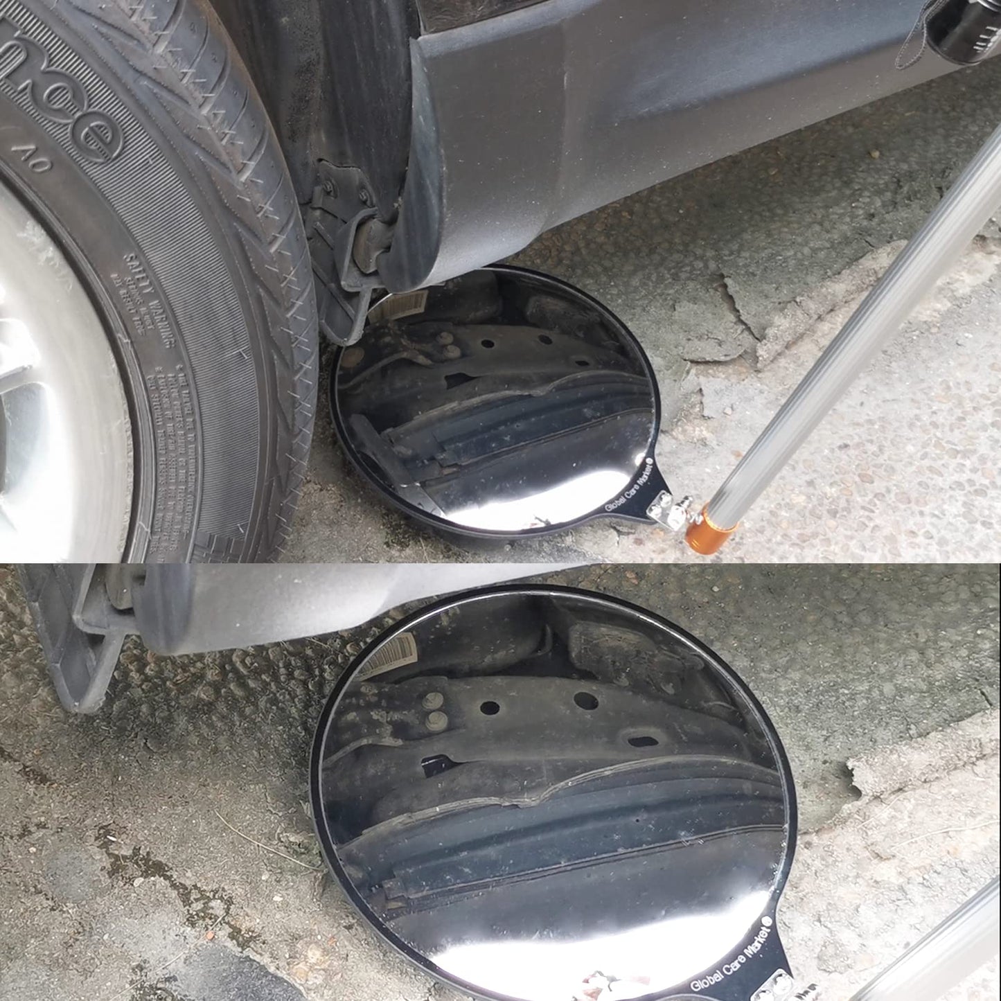 Global Care Market Under Vehicle Inspection Mirrors – Telescoping Search Mirror on a Long Stick for Security Check Under Cars, Truck, Equipment, Over Shelves and Gutters