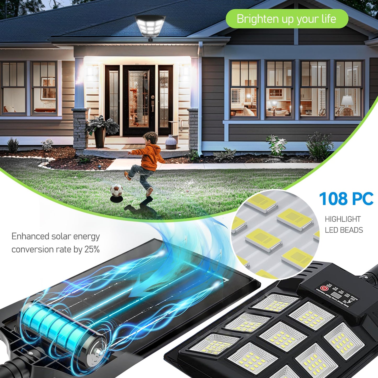 Solar Street Lights Outdoor Waterproof,6500K Solar Lights Outdoor 12000LM LED Solar Flood Light, 320 Wide Angle with Motion Sensor and Remote Control for Yard,Fence,Parking lot,Garage,Yard (4 Pack)