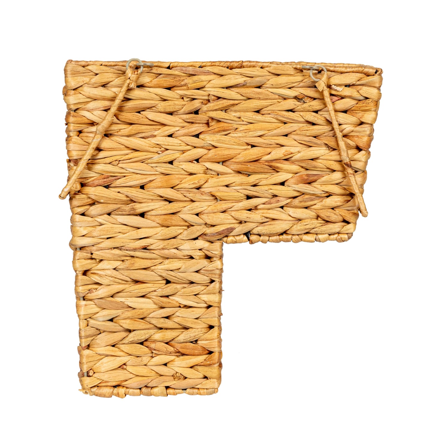 Household Essentials Wicker Stair Basket with Handles, Handwoven Water Hyacinth, Sits on Two Stairs, Lightweight, Natural