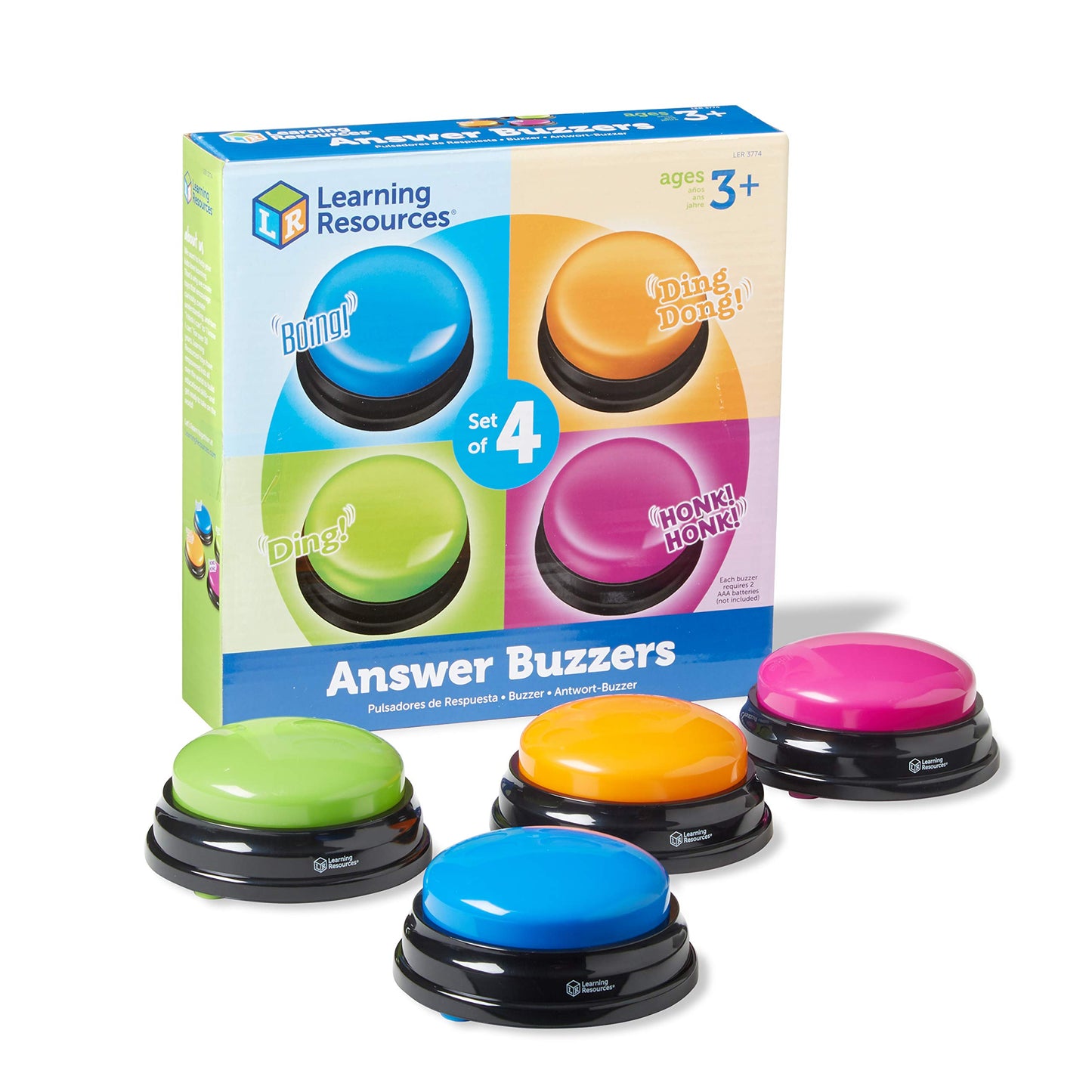 Learning Resources Answer Buzzers, Multicolored, LER3774, 3-1/2in
