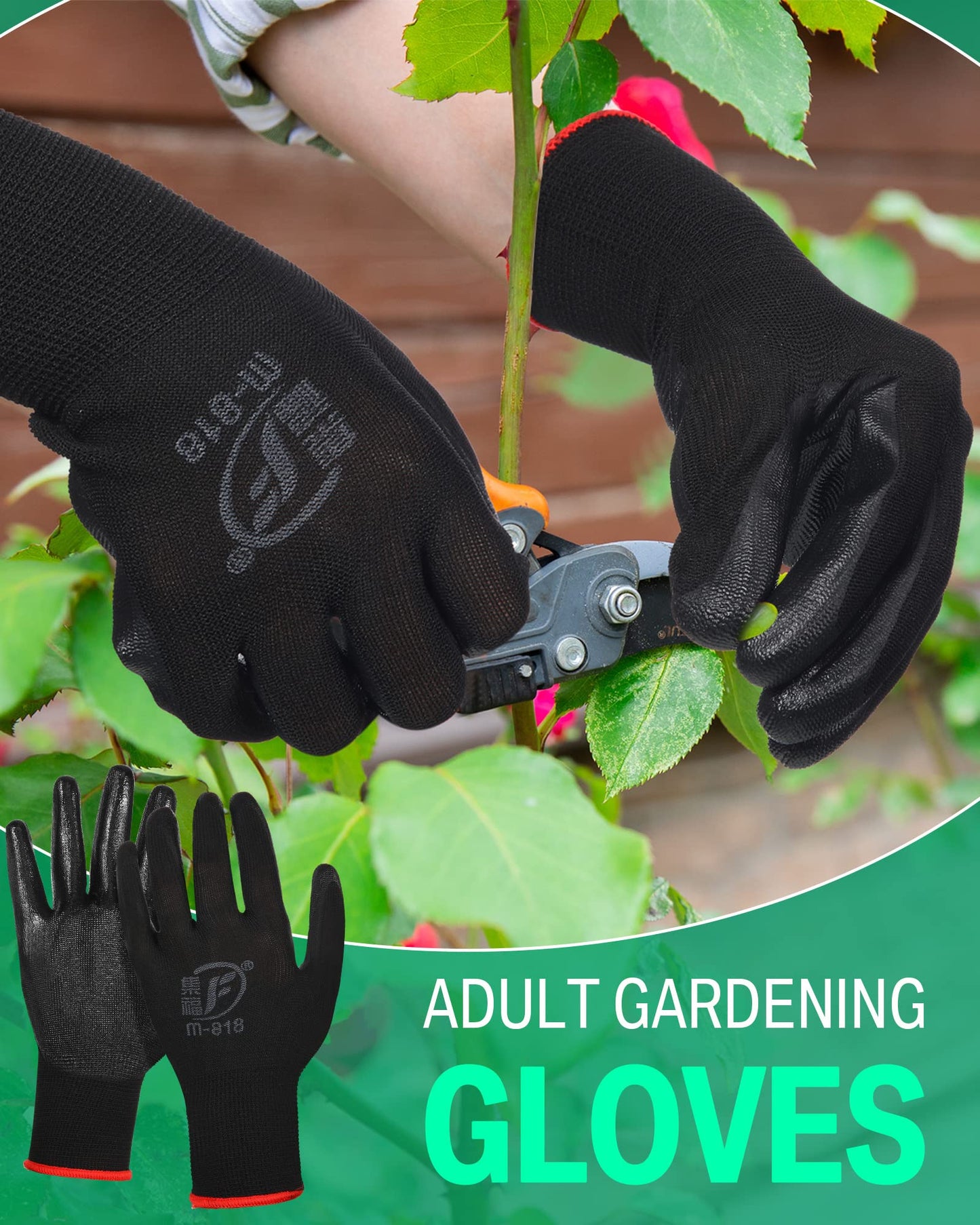 Thenshop 96 Pairs Gloves for Work Men Women Rubber Coated Garden Gloves for Gardening Safety Work Construction(Black)