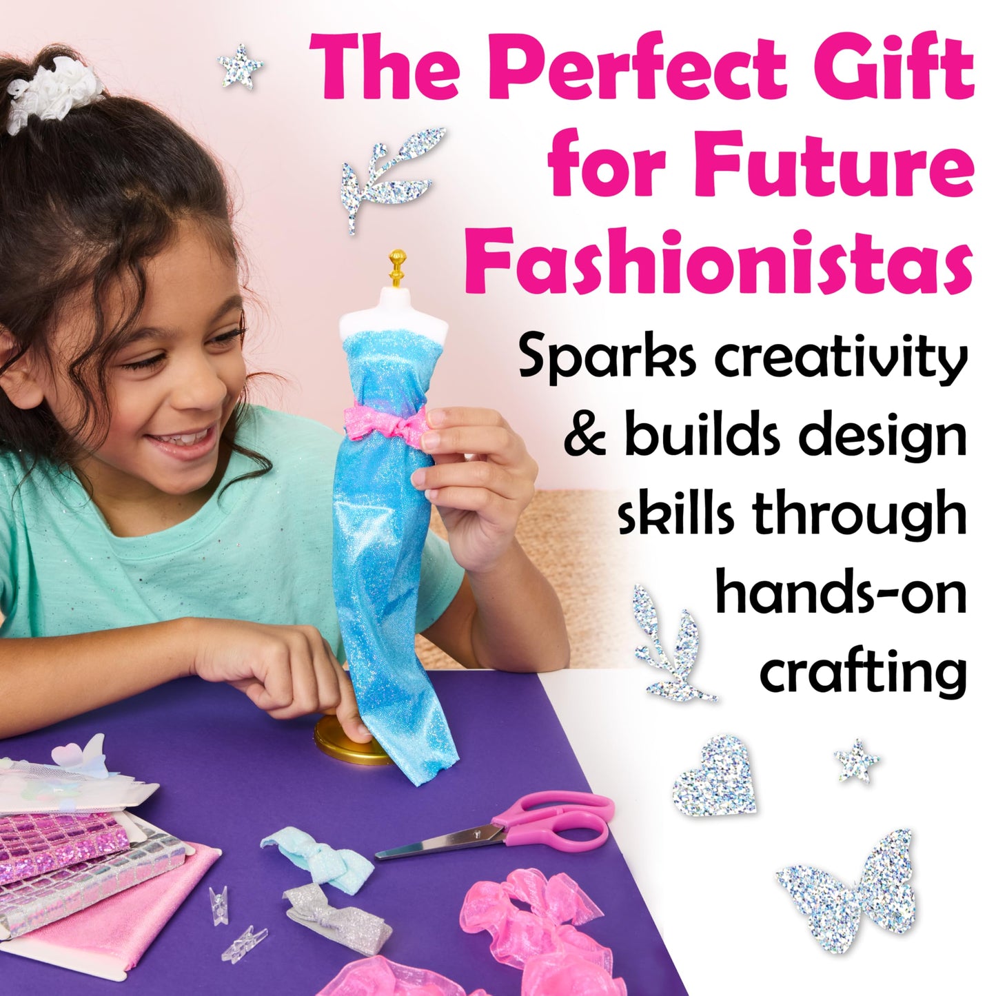 Creativity for Kids Designed by You Glam Studio: Girls' Fashion Designer Craft Kit for Ages 6-8, DIY Arts and Crafts for Kids, Birthday Gifts for Girls, Girl Toys