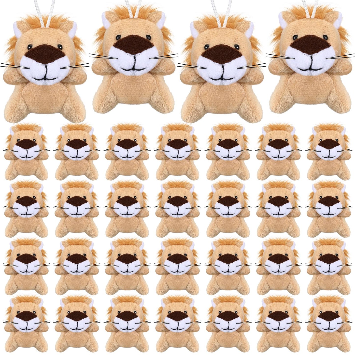 Shappy 50 Pcs Mini Animal Plush Toys Small Stuffed Animals Bulk Cute Tiny Plushies Keychains for Gift Party Carnival Prize (Lion)
