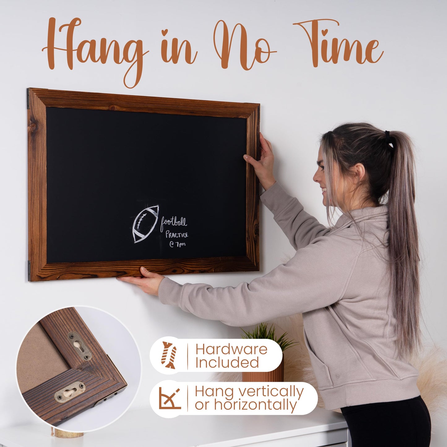 Loddie Doddie Magnetic Chalkboard Sign - 20 x 30 in, Rustic Wood Frame - Wall Mount Magnetic Bulletin Board - Easy Erase Chalk Calendar & Photo Display - Magnet Board for Wall