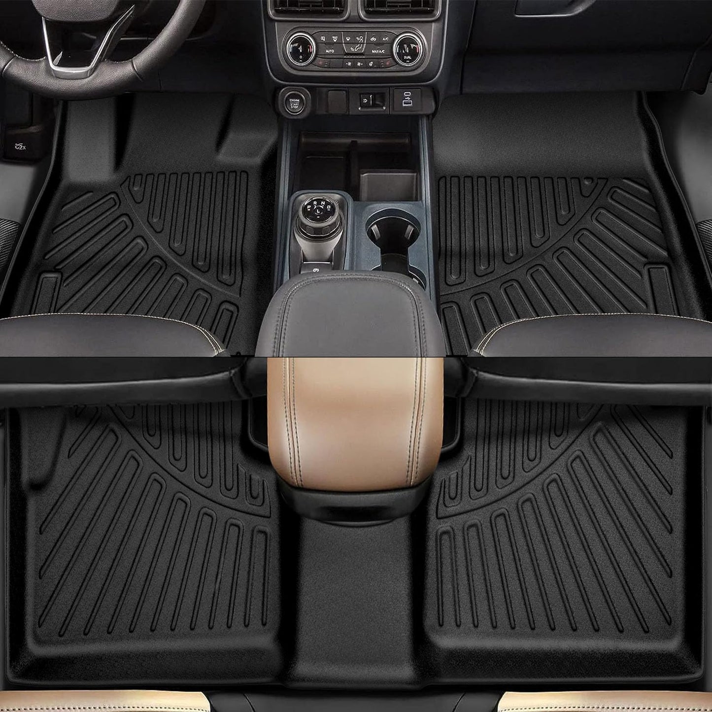 otoez Floor Mats for Ford Maverick Hybrid 2022-2024 2025 (Hybrid Models Only), All Weather Heavy Duty Custom Fit TPE Floor Liners, 1st & 2nd Row Maverick Car Mats Accessories (3PCS)
