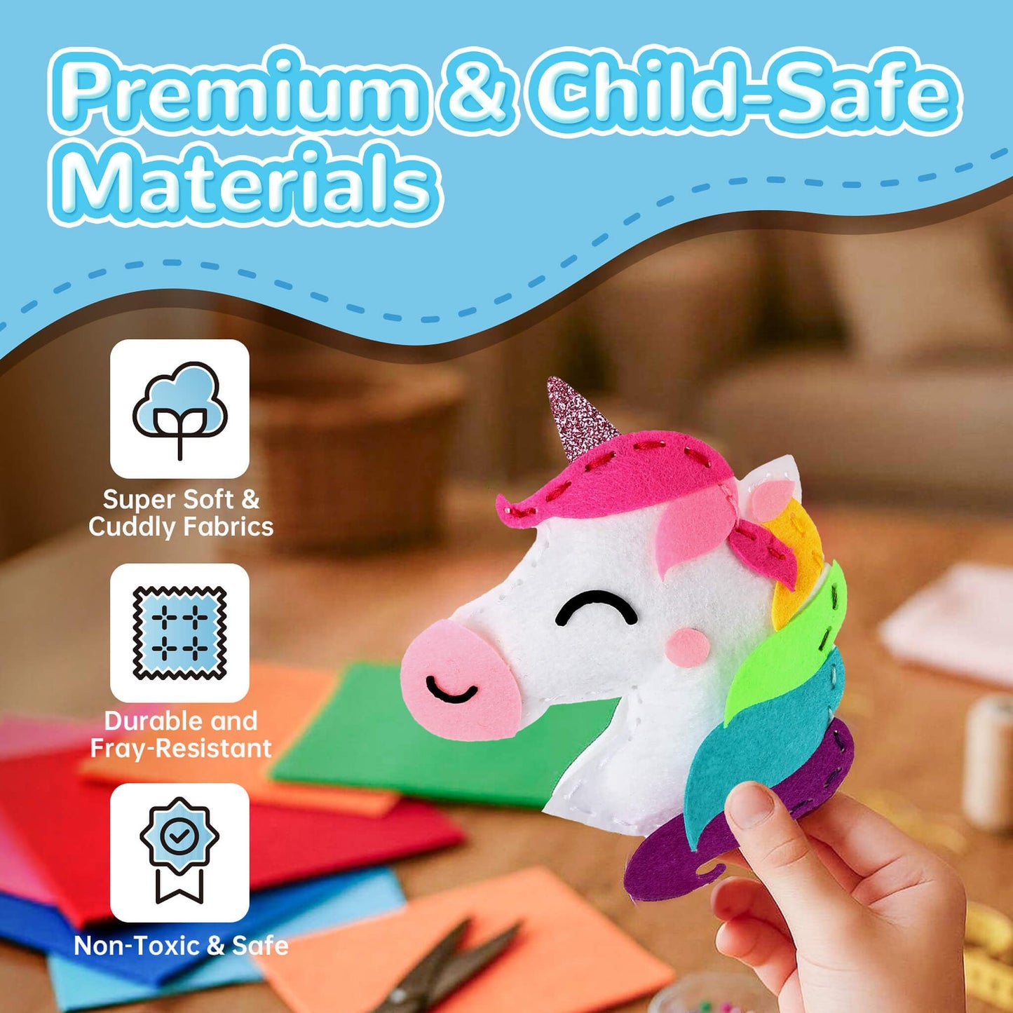 Cymbana Kids Sewing Kit Make Your Own Creative Felt Plush Animals Toy Craft Art Set for Beginners, Girls Gifts for Children 6+