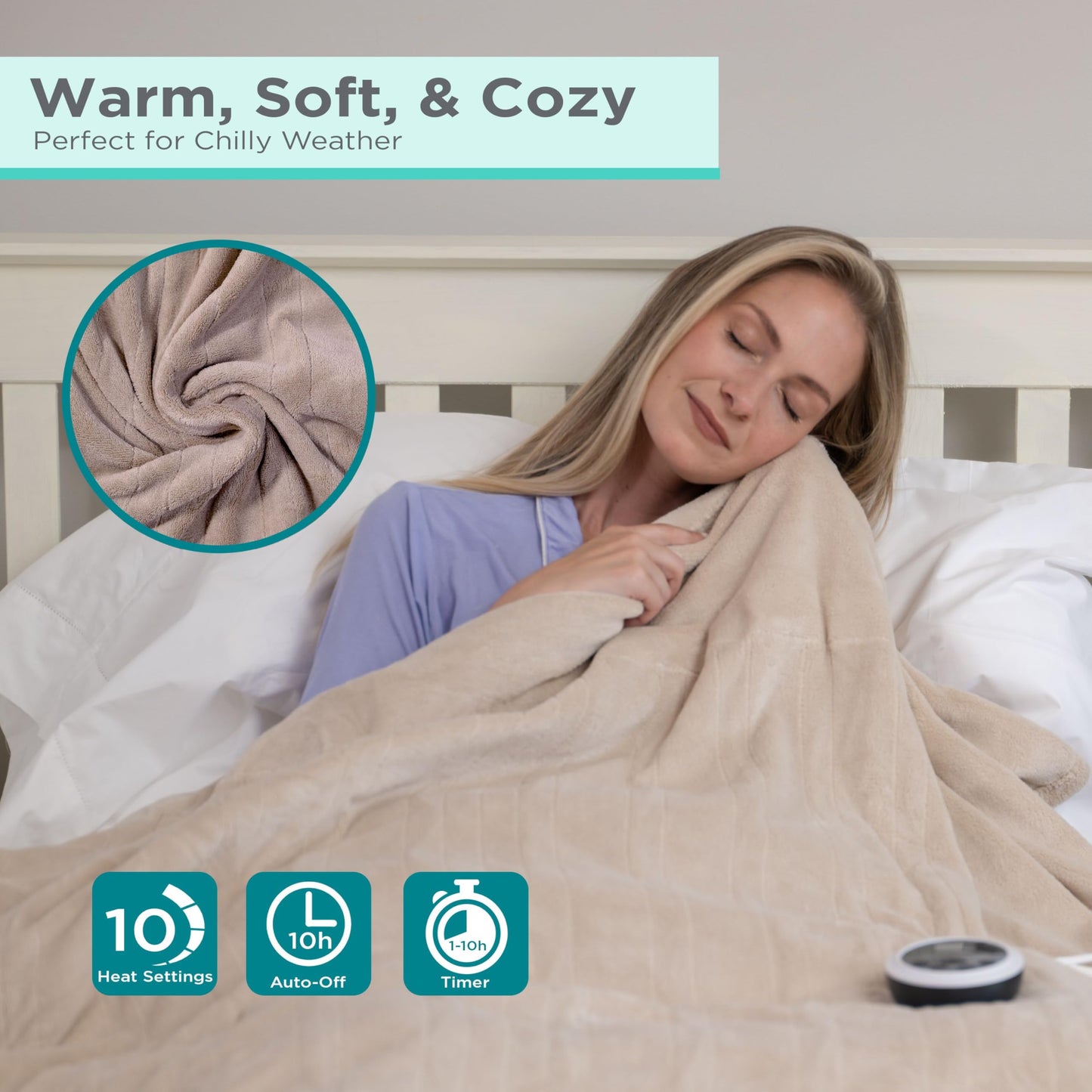 BLACK+DECKER Heated Blanket Electric Twin, Micro Plush Electric Blanket, Heating Blanket with 10 Heating Levels, 10H Timer, Auto Shutoff, Fast Heating (84x90 inches, Grey)