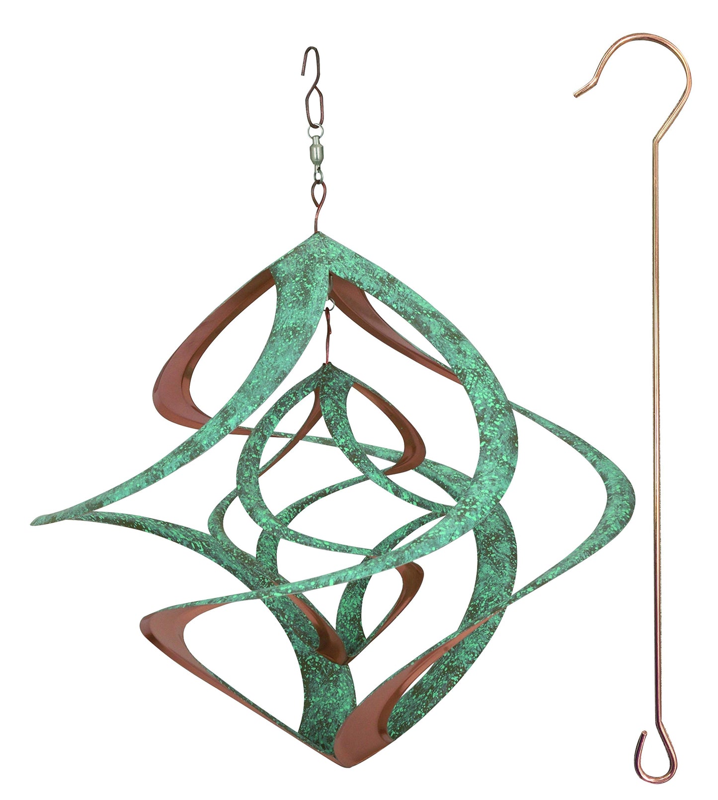 Red Carpet Studios 91061 14-Inch Cosmix Helix Wind Spinner, Deluxe with Hanger Patina & Copper Finish