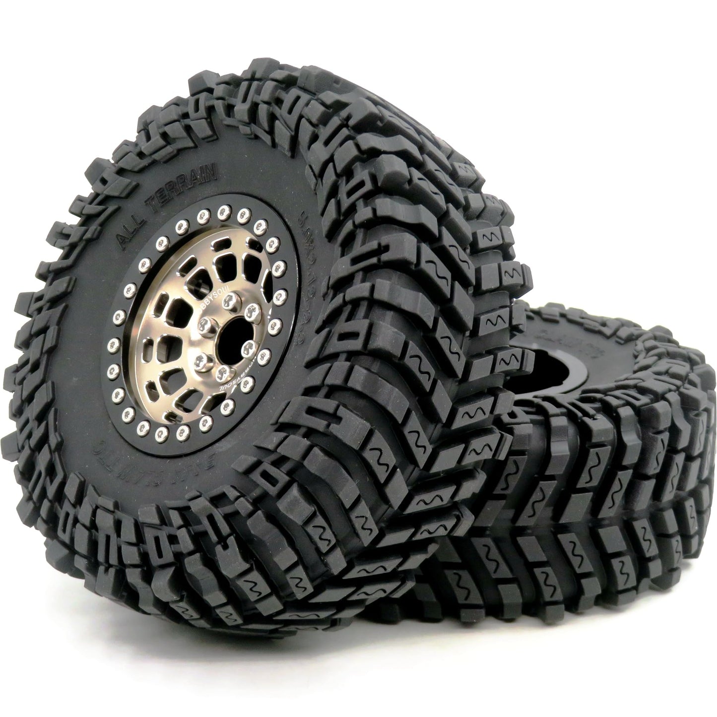 HOBBYSOUL -10mm Negative Offset 2.2 Beadlock Wheels and Tires, 5.0'' Tall tyre & 40mm Wide Rims for RC Mud Crawler All Terrain TRX4 Gen8 Capra Wraith Upgrades,HS701094