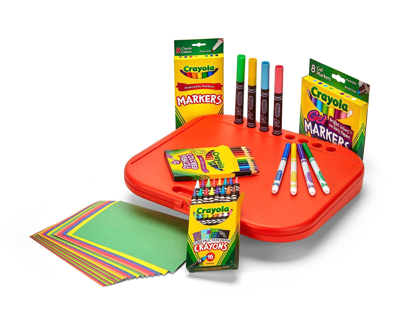Crayola Create 'N Carry Travel Art Set for Kids (75pcs), 2-in-1 Lap Desk & Carrying Case, Holiday & Christmas Gifts for Kids, Art Supplies Kit for Crafting, Drawing & Coloring, Pack of 4