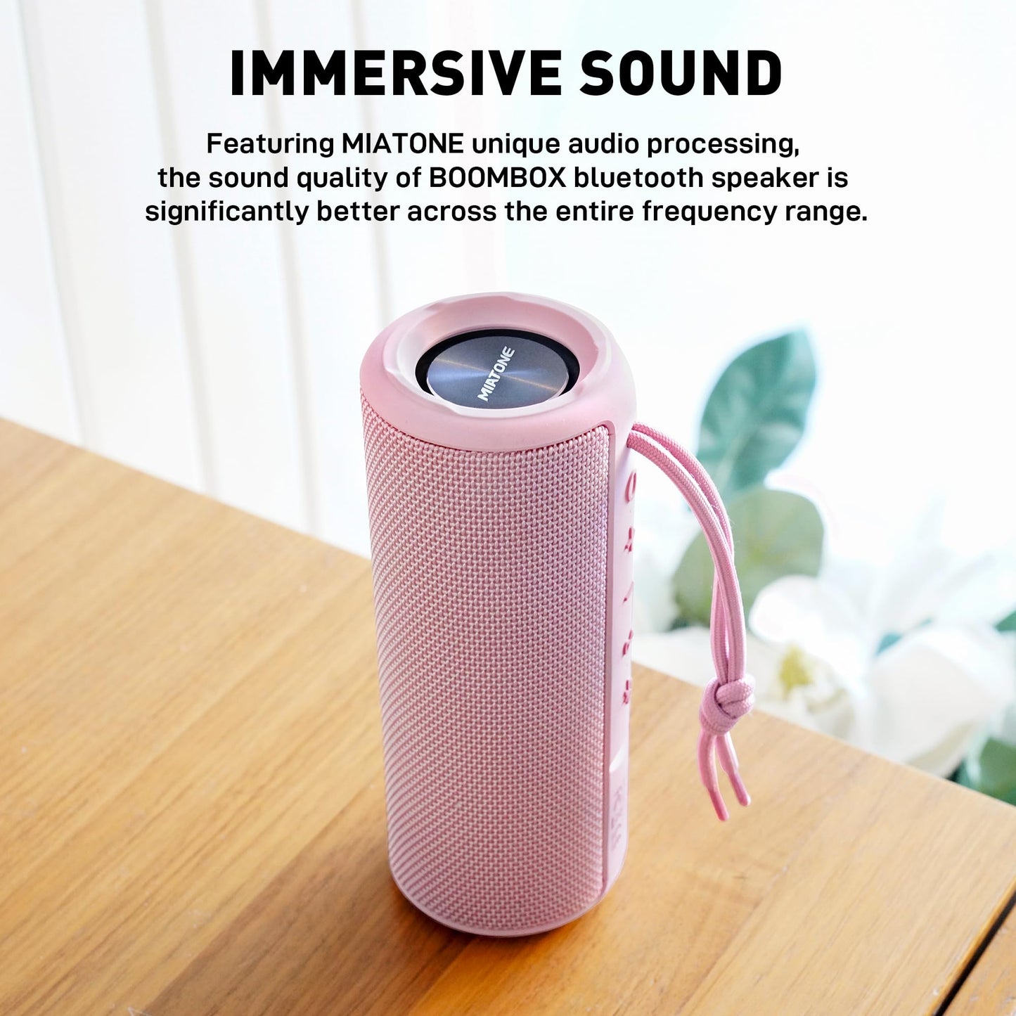 MIATONE Boombox Outdoor Portable Bluetooth Speaker Wireless Speakers Waterproof - Pink
