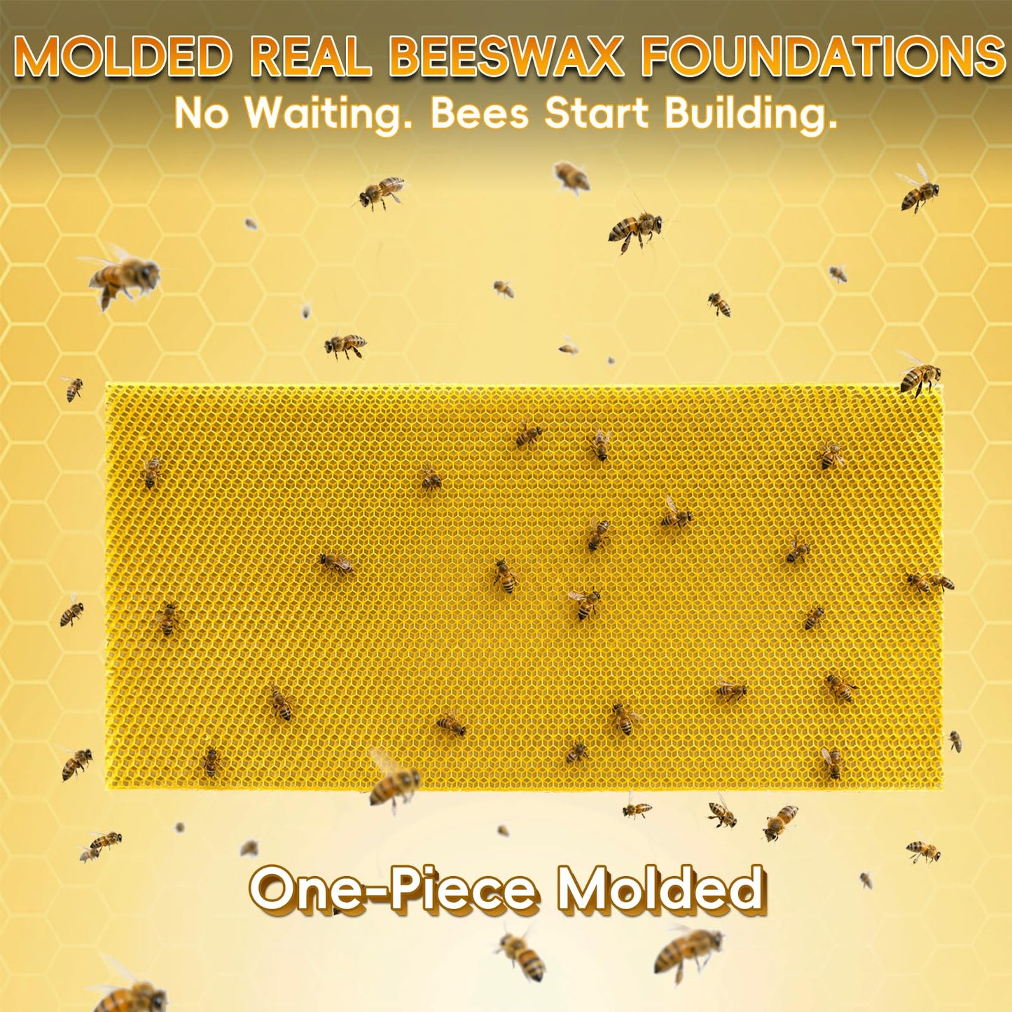NUOMIC 30PCS Natural Beeswax Foundation Sheets for Bee Hive Wired Frames, Multi Purpose Beeswax Sheets for Candle Making, Crafts, Models and DIY Projects