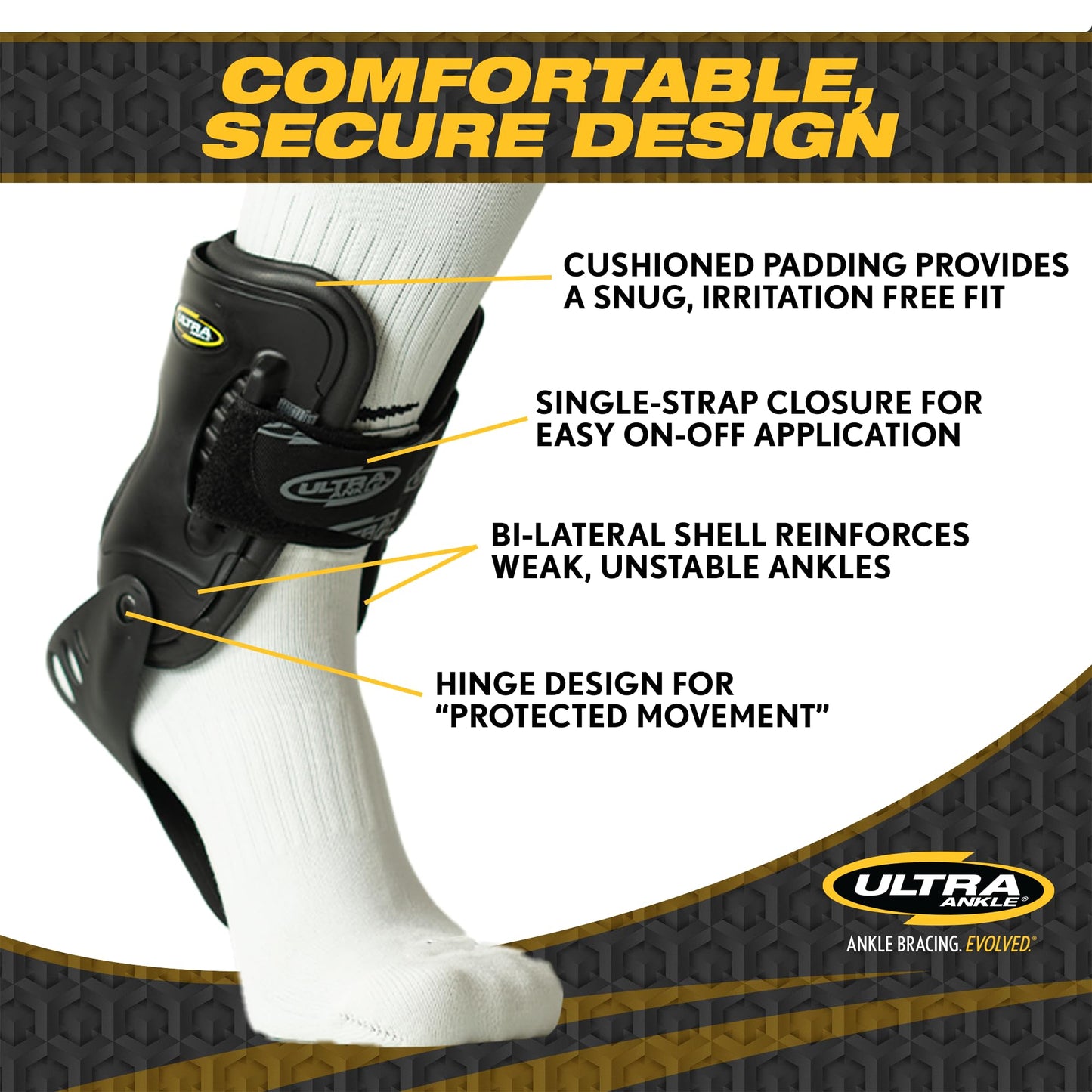 Ultra High-5 Ankle Support Brace – Everyday Stability Gear for Chronic Ankle Instability – Rigid Bilateral Shell, Boot-Ready Fit for Workers, Hikers, & Comfortable Support for Active Aging Adults - Medium