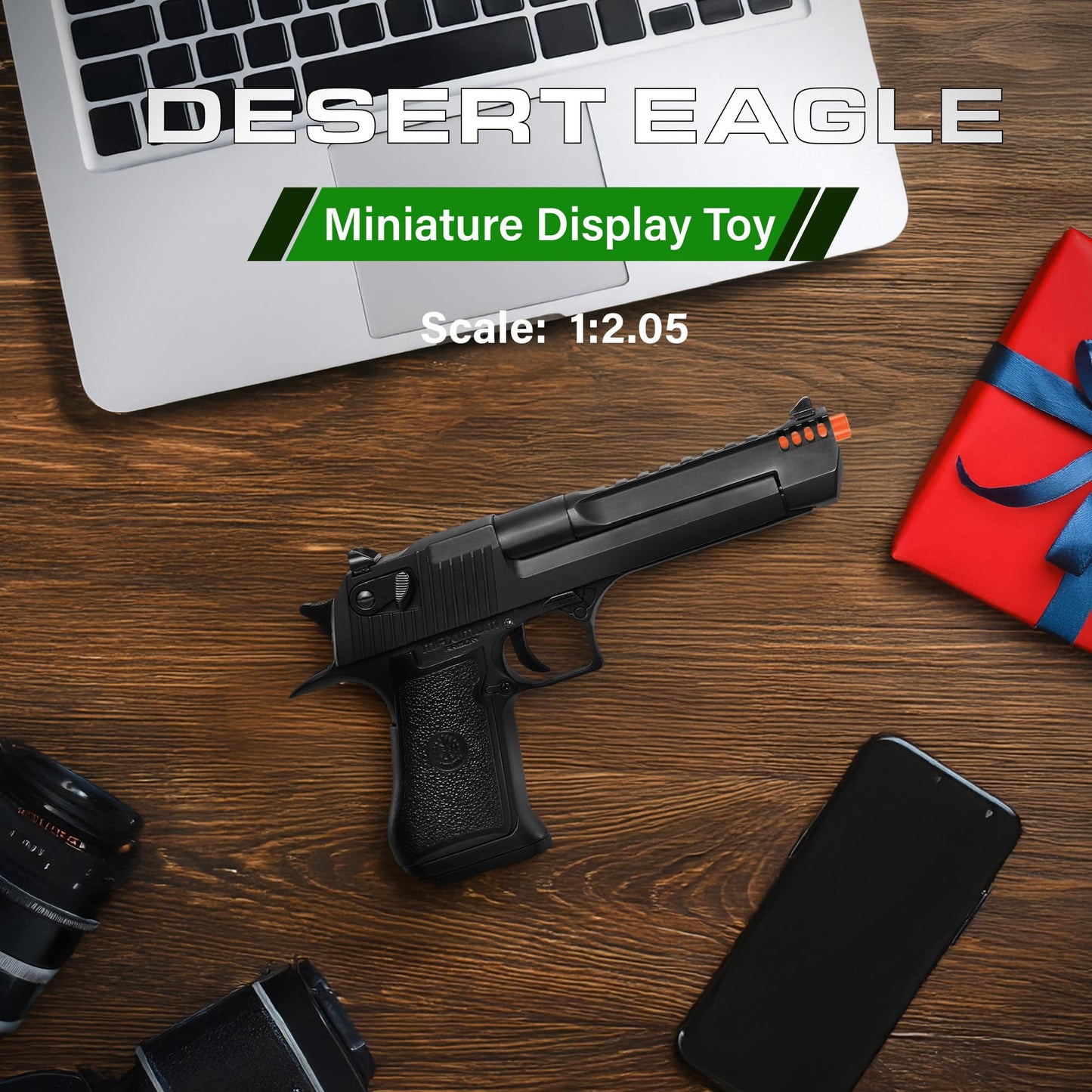 MASSIMO PRECISION Miniature Desert Eagle Model Kit 1:2.05 Scale - Metal Build Model Set for Desktop Display - Gift for Enthusiasts & Collectors - No Shooting Function (Black-A)