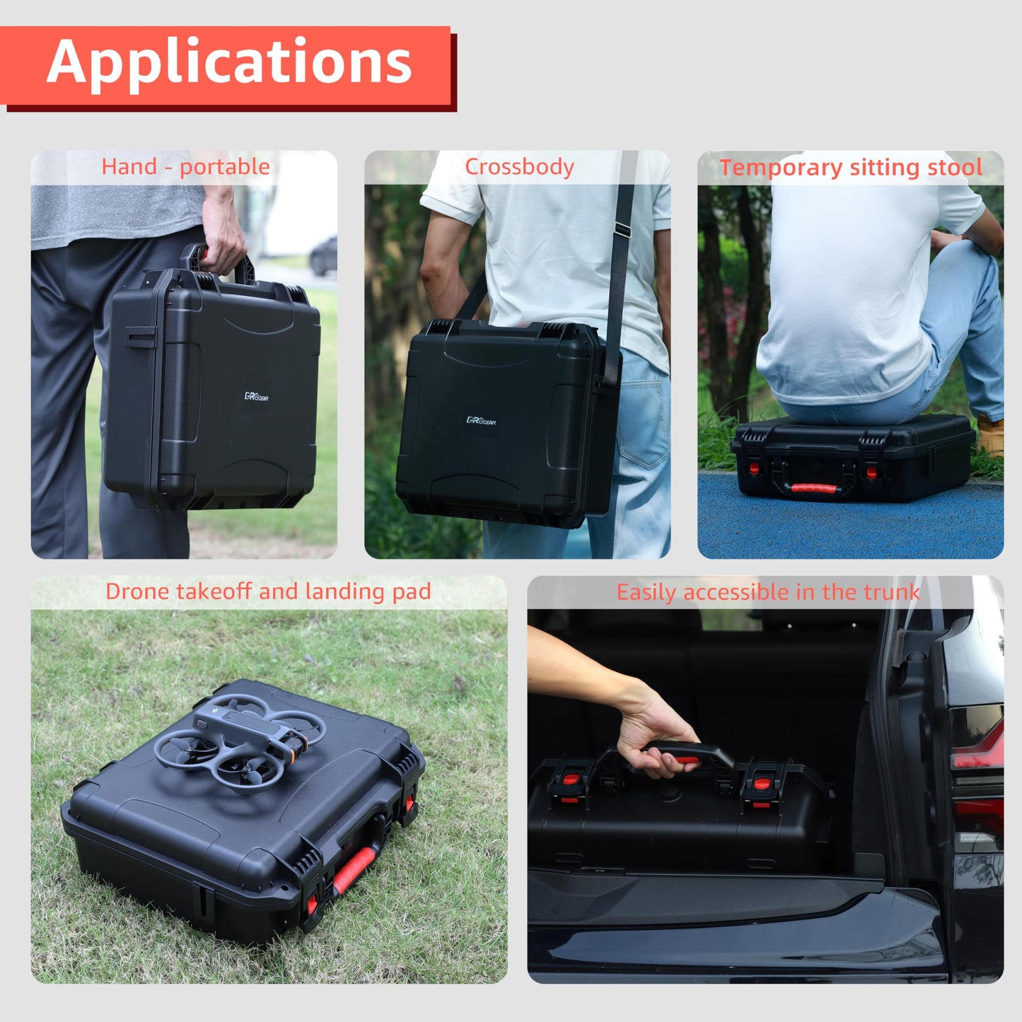 Drogear Waterproof Hard Case for DJI Avata 2 Fly More Combo | Fits DJI Goggles 3 / RC Motion 3 / FPV Remote Controller 3 and Accessories | Up to 8 Batteries | Shockproof, Dustproof