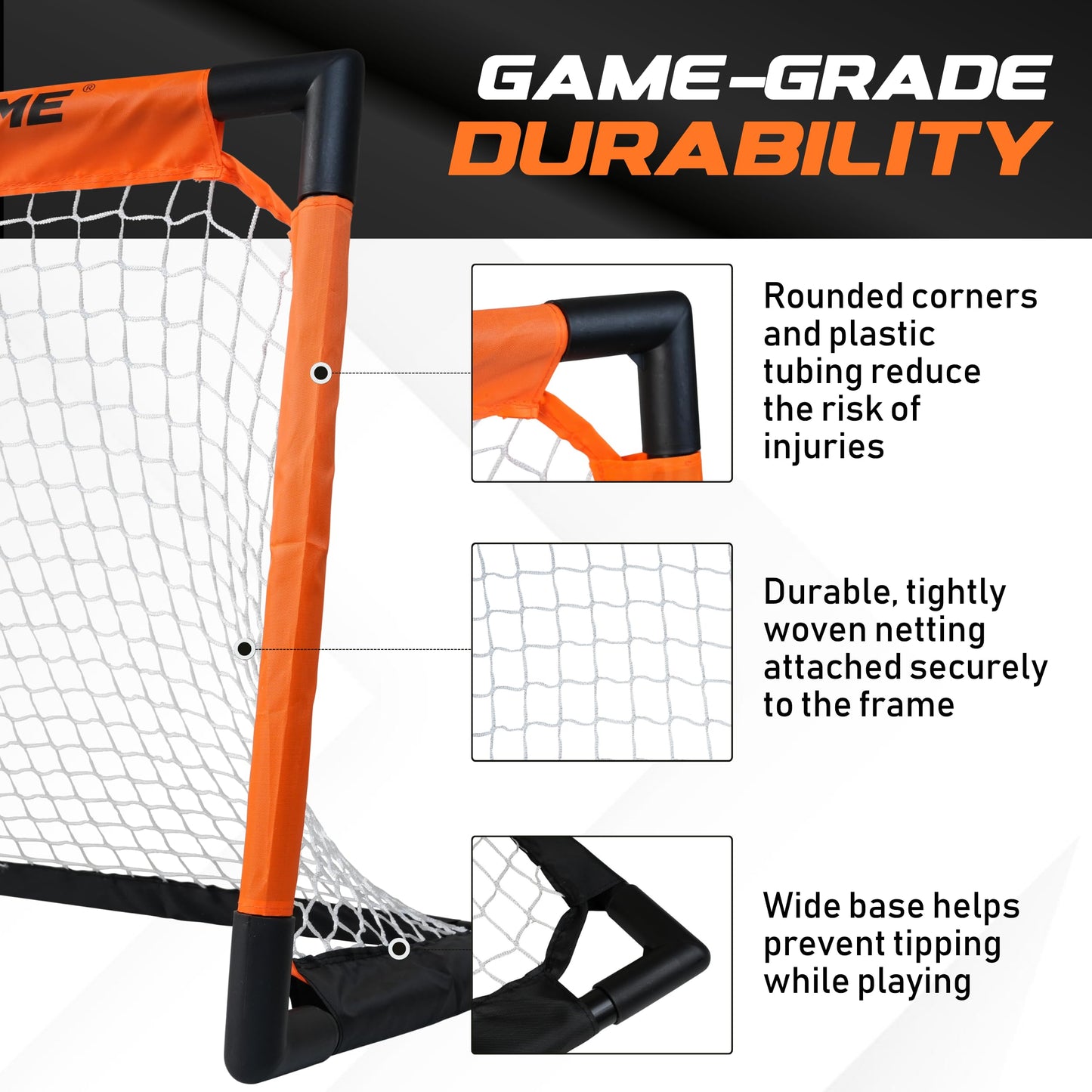 ACE HOCKEY - Mini Knee Hockey Set - Complete 4-Player Indoor/Outdoor Kit - 2 Goals, 4 Sticks, 6 Foam Balls