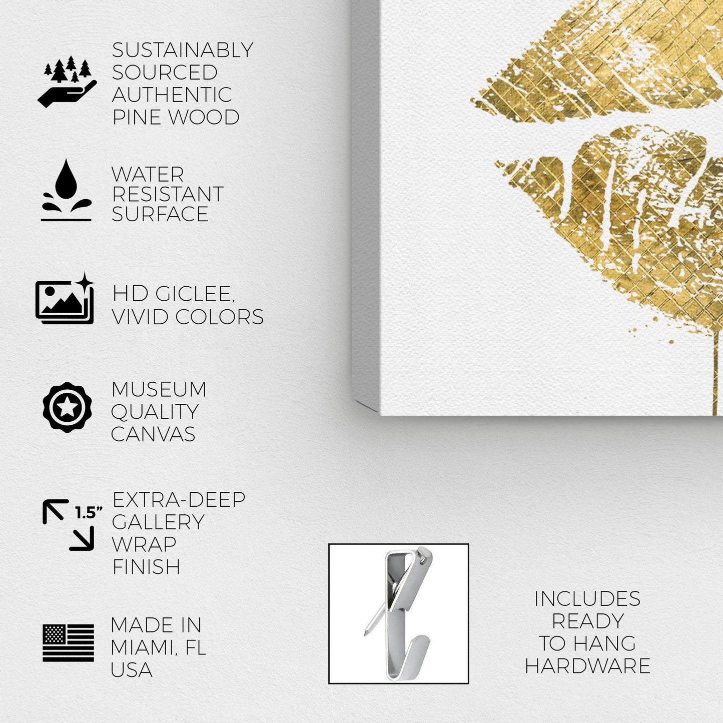 The Oliver Gal Artist Co. Fashion and Glam Wall Art Canvas Prints Please' Home Décor, 30 in x 20 in, White, Gold