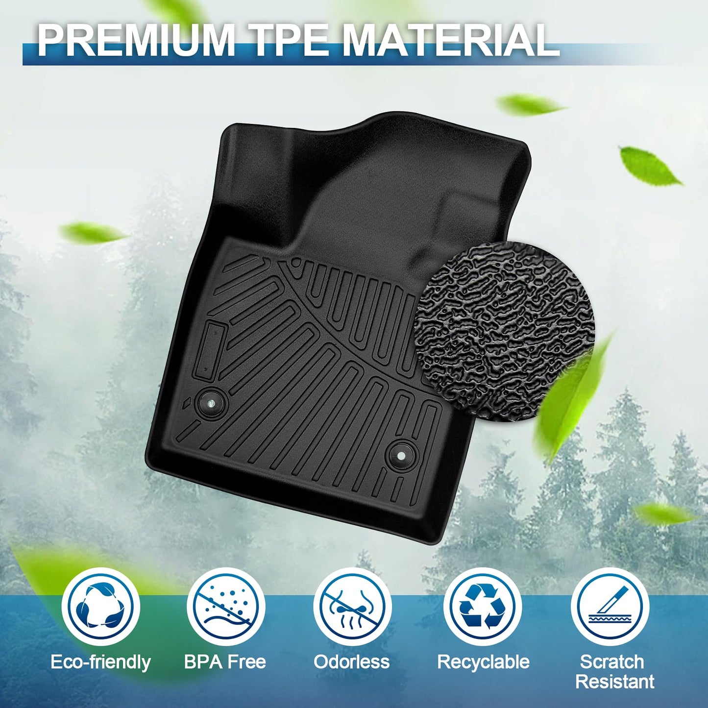 Peleus Floor Mats & Cargo Mat for 2024 2025 2026 Chevy Equinox EV (Non Fuel) - TPE All Weather Protection 2 Rows Car Floor Liners with Cargo Liner
