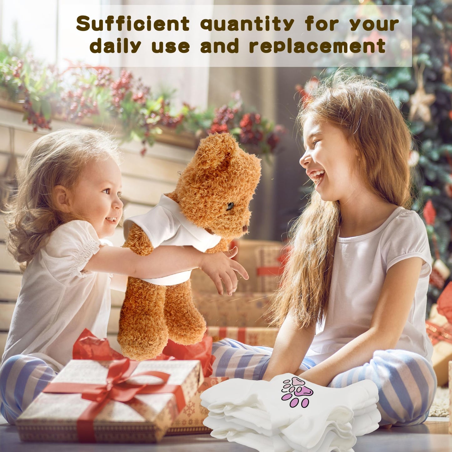 20 Pcs Stuffed Animal Toy White Clothing Sublimation Blank Bear Clothes Include 10 Pcs Teddy Bear Blank Hoodie and 10 Pcs Teddy Bear White Shirt for 14-18 Inch Stuffed Bears Dolls DIY (Color Style 1)