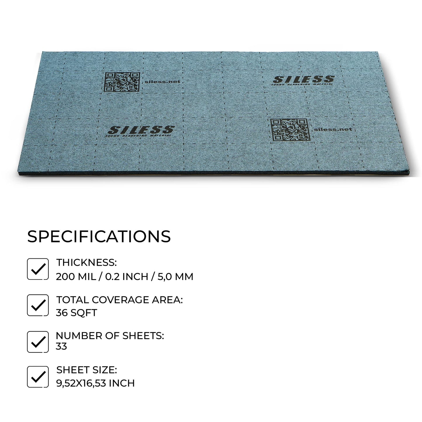 Siless LinerPRO 2in1 200 mil (5mm) 36 sqft Car Sound Deadening & Heat Insulation Closed Cell Foam - PE Foam Sound Deadener