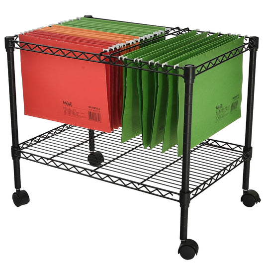 Finnhomy Premium 1-Tier Metal Rolling File Cart for Letter Size and Legal Size Folder, Black
