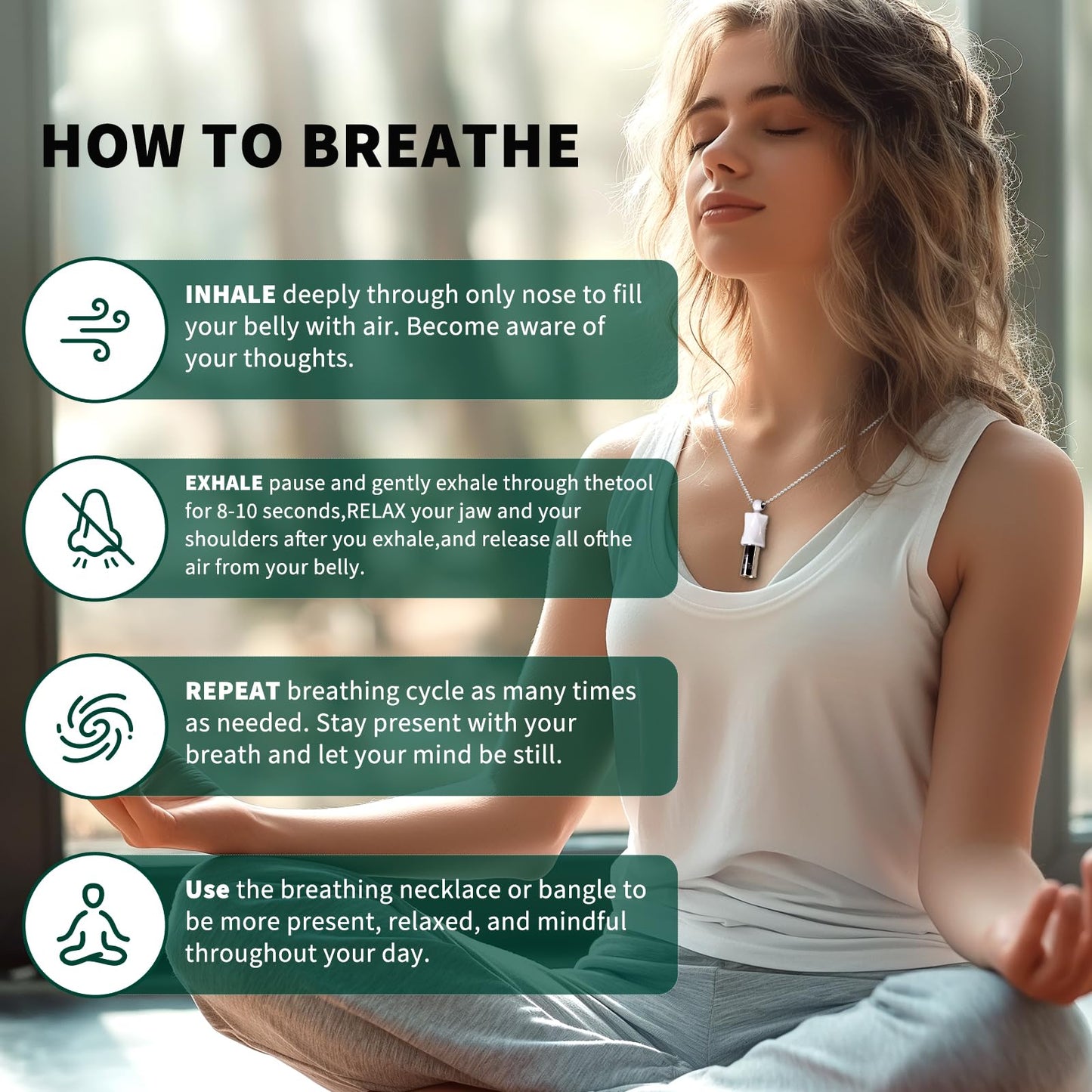 528 hz Meditation Necklace | Frequency Healing Devices | Breathing Necklace | Calm Mindfulness Tool | 528 hz Whistle | Relaxation,Stress Reduction and Concentration by Adjusting The Breathing