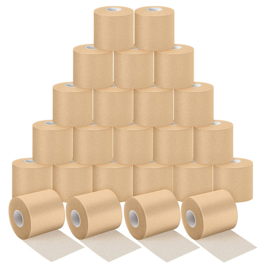24 Pieces Foam Underwrap Tape Sports Prewrap Athletic Tape Foam Pre Wrap for Ankles Wrists Hands and Knees(Beige)